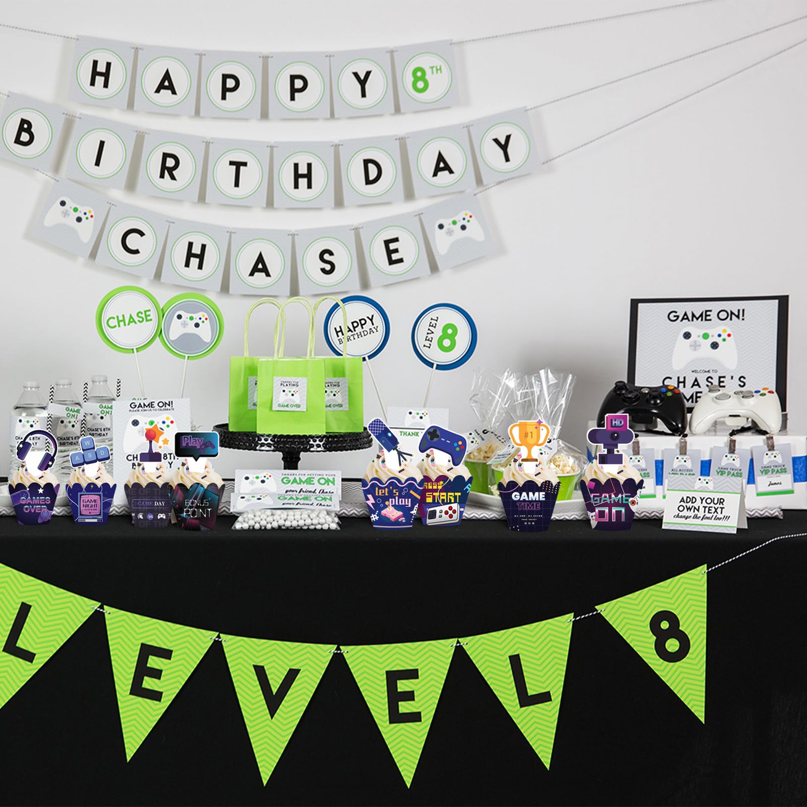 48-teiliges Cupcake-Dekor-Set – Videospiel-Motiv, Mit Toppern & Wrappern Für Gamer-Partys, Bunt