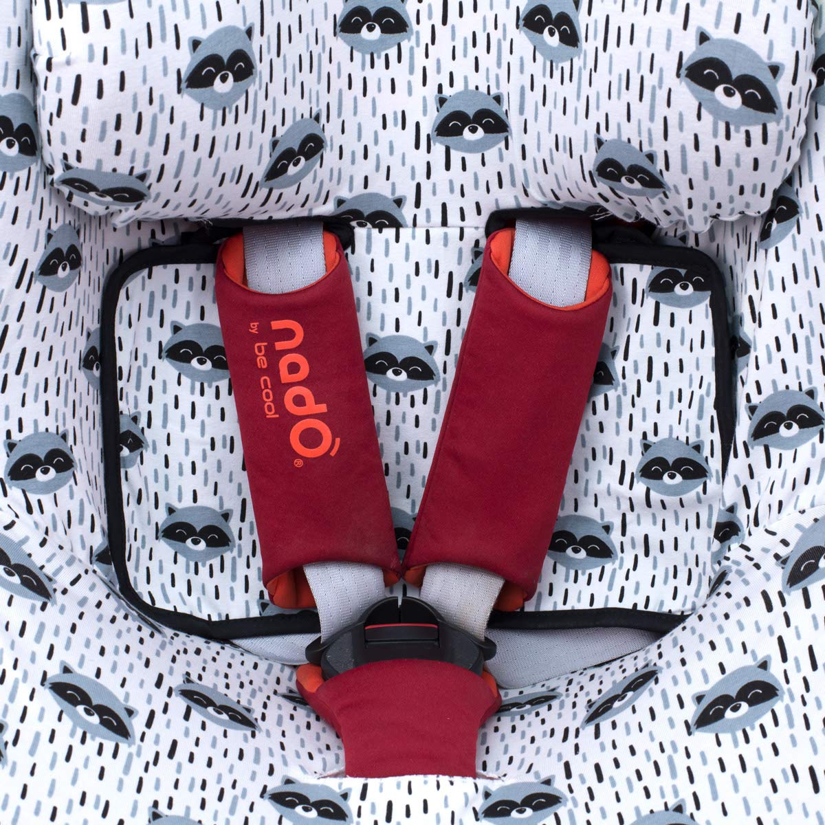 JYOKO Kids Funda para Silla De Coche Compatible con Avionaut Sky Y Be Cool Nado O3 | Algodón Orgánico Transpirable | Confort Suave para Viajar (Raccoon)