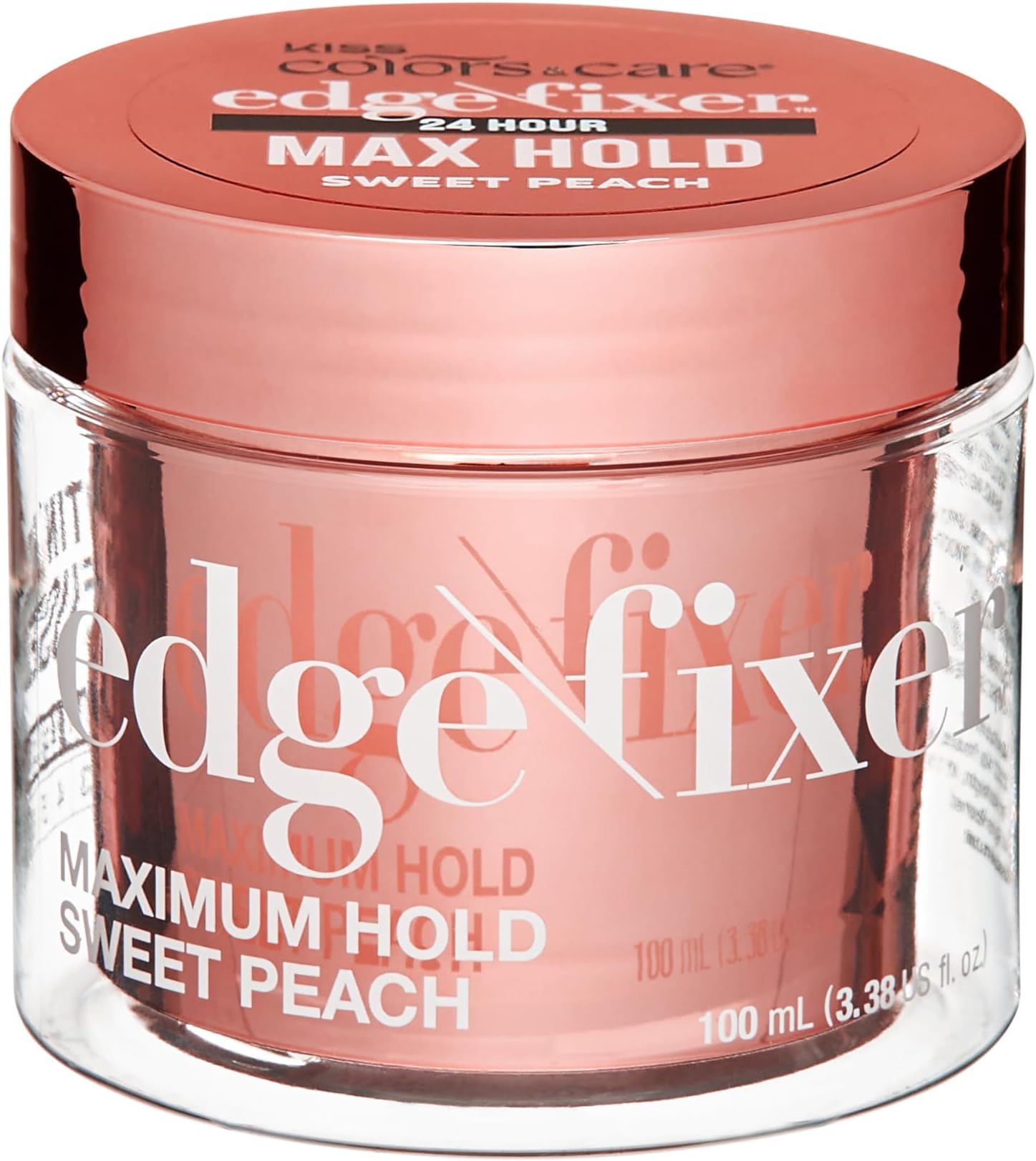 Edge Fixer 24 Hour Maximum Hold Edge Wax No Flaking Biotin B7 Infused Hair Gel 3.38 US fl.oz (Sweet Peach)