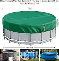 Vista 2 de LXKCKJ Cubierta redonda de piscina de 15 pies, cubiertas solares para piscinas sobre el suelo, protector de piscina interior con diseño de cordón