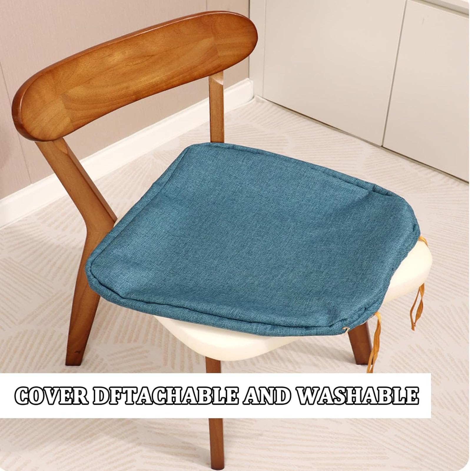 Set di cuscini antiscivolo per sedie con laccetti, spessore 2-4 cm, per sala da pranzo, ufficio e giardino, 40 x 35 cm, soluzione comoda ed elegante
