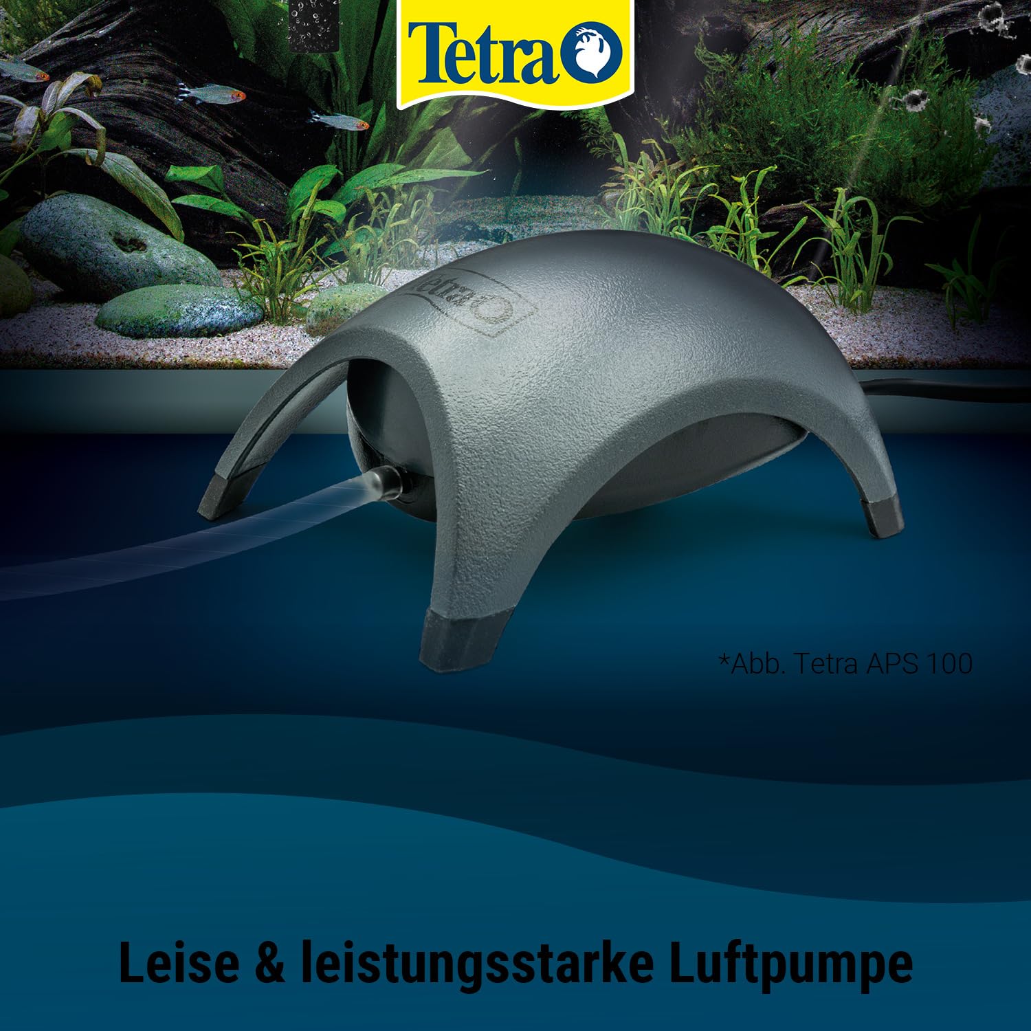 Tetra APS 100 pompa powietrza do akwarium – cicha pompa membranowa do akwariów o pojemności 50-100 l, czarna