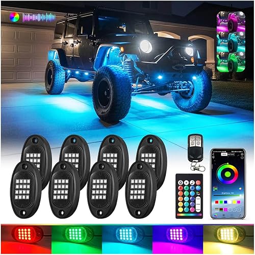 8Pods - Kit de luces LED RGB segmentadas para Jeep, camiones, UTV, ATV, carrito de golf, RZR SXS Offroad cuatro ruedas con control remoto APP/RF,