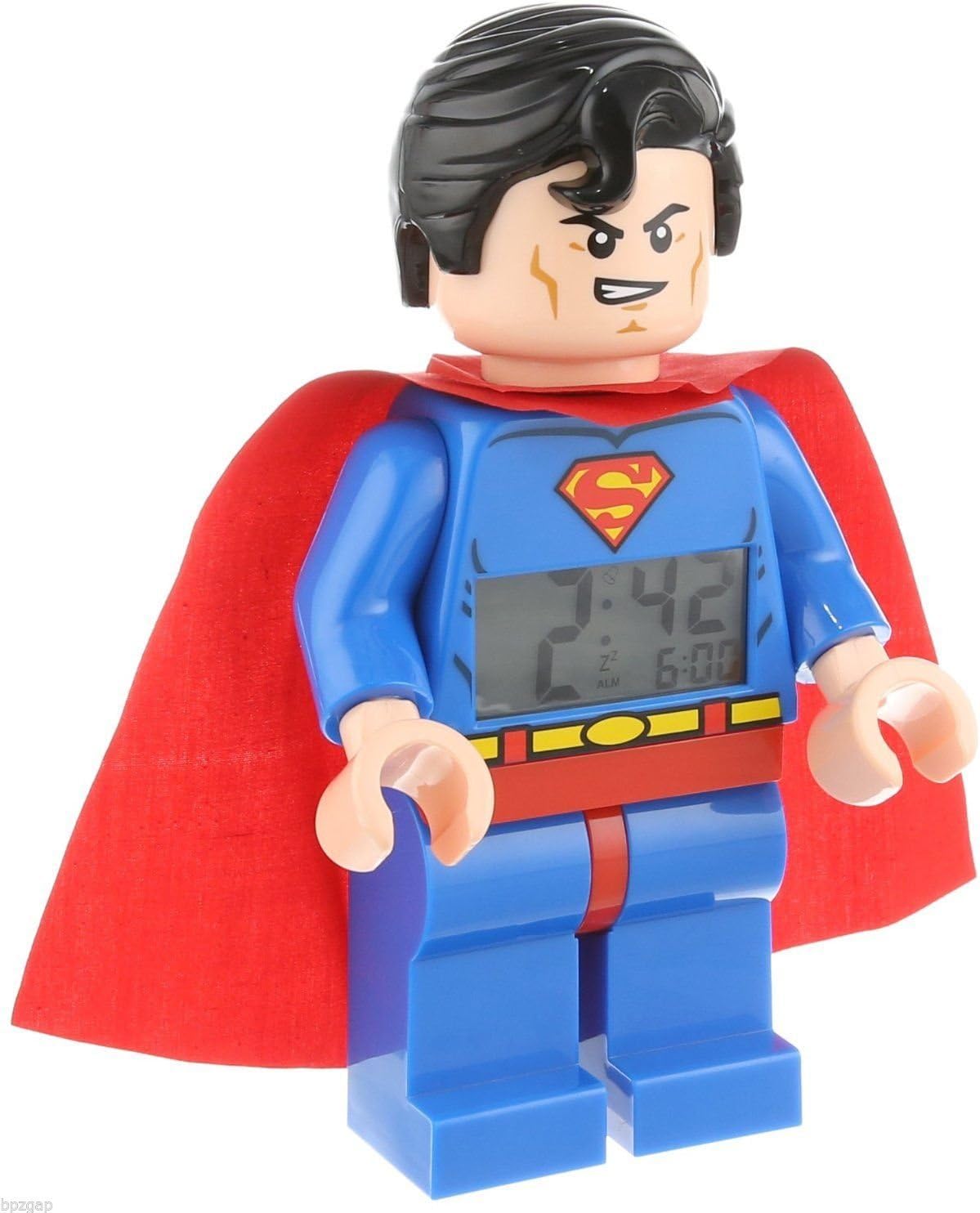 LEGO DC Comics 9005701 Super Heroes Superman Kids Minifigure Light Up Alarm Clock | blue/red | plastic | 9.5 inches tall | LCD display | boy girl | official