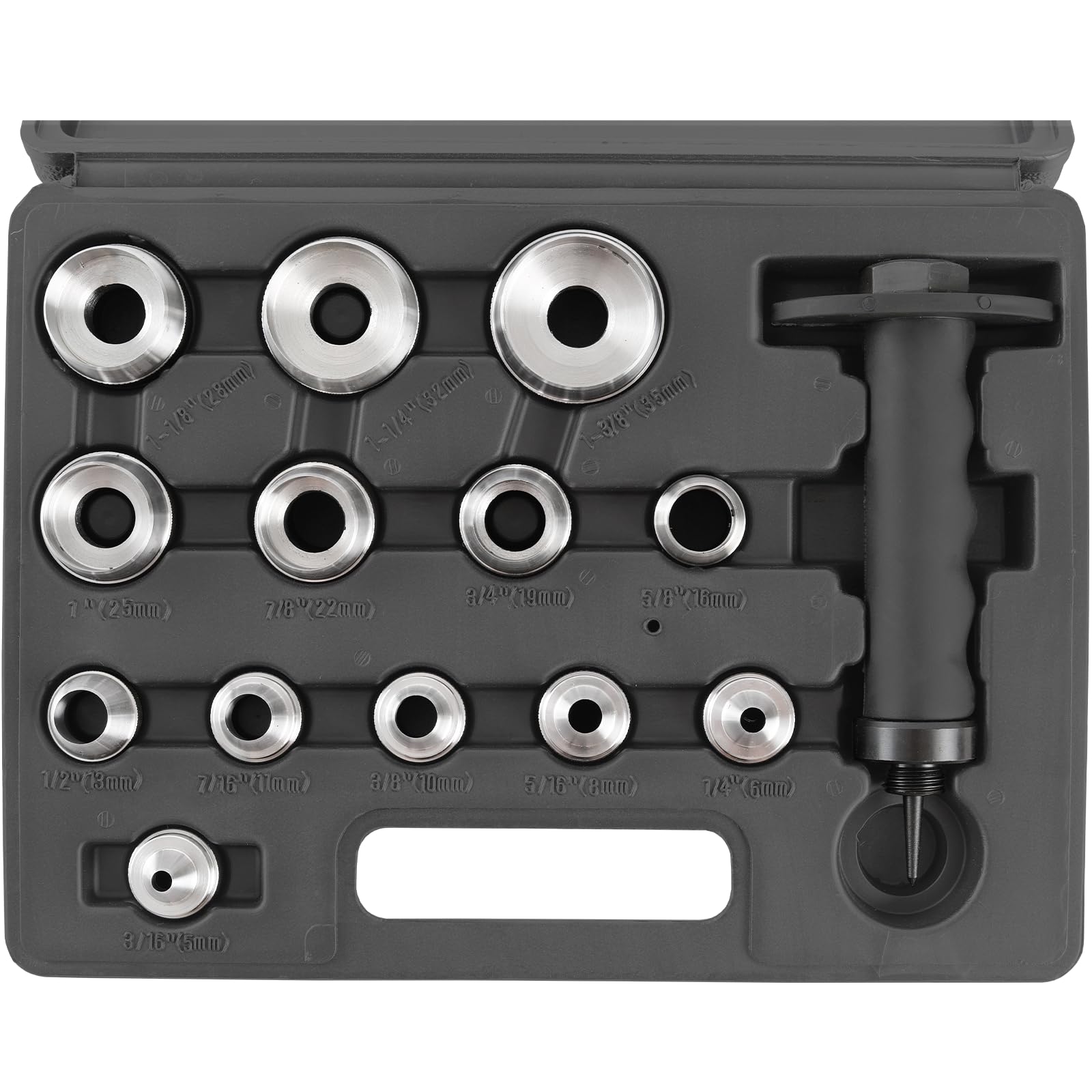 TECPO Locheisen Satz 14-teilig, Loch Stanzen 5-35mm Durchmesser Lochstanzer Henkellocheisen Werkzeug Set -Locheisenhalter mit ergonomischem Griff
