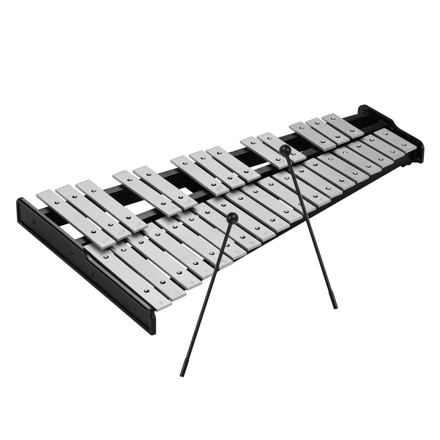 CHICIRIS 32 Note Ksylofon Aluminiowy Glockenspiel z drewnianą podstawą i torbą transportową Oznaczone Klawisze Clear Tone 2 Młotki dla Dzieci Dorośli Początkujący Szkoła Praktyka Muzyczna