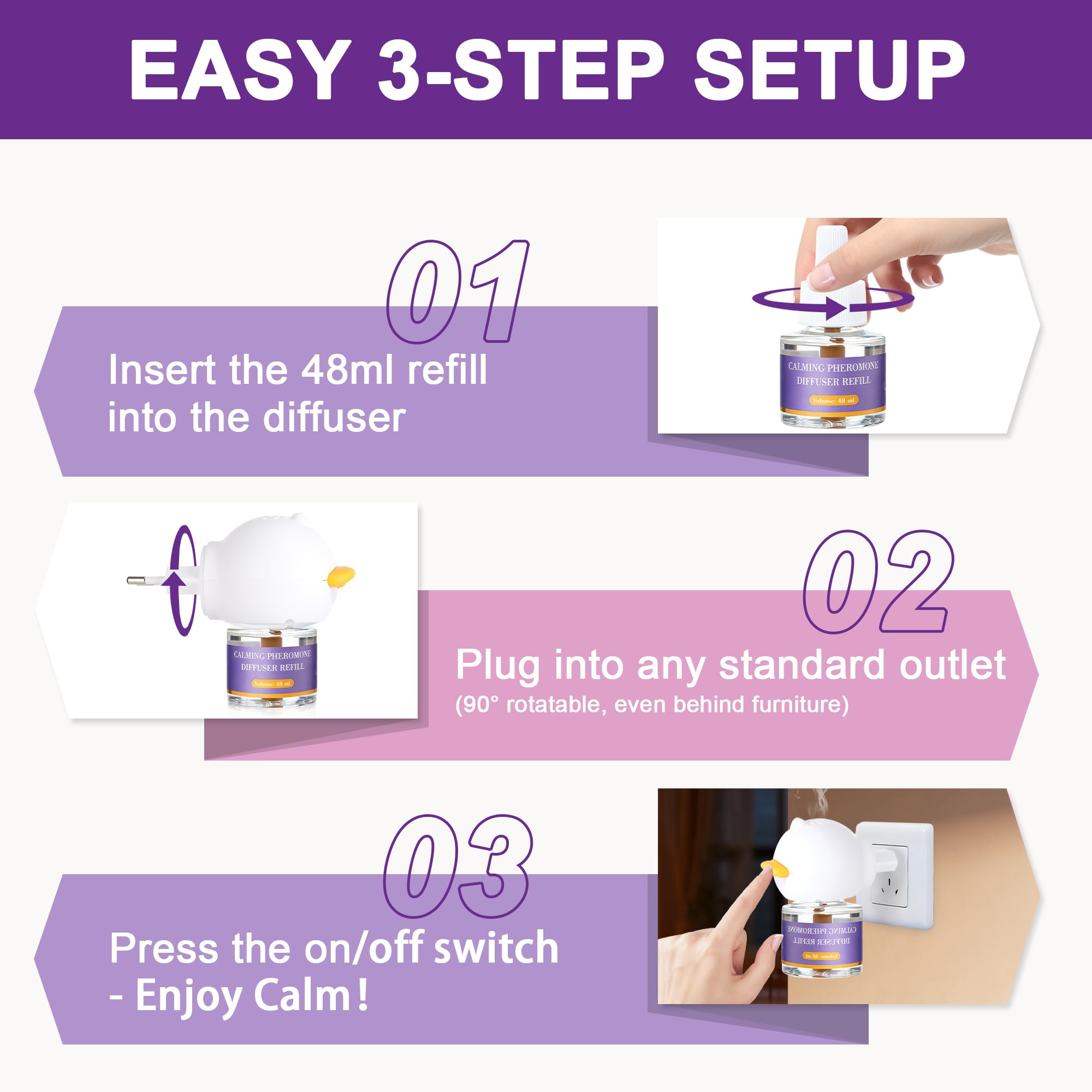 10-In-1 Katze beruhigende Pheromon Diffuser (2 Stecker in + 8 Refills), Entlastung Angst, Sturm Stress & Indoor Verhalten Unterstützung, Geruchlos sichere Formel, 240 Tag