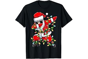 Dabbing Santa Xmas Lights Christmas Gift T-Shirt for Kids
