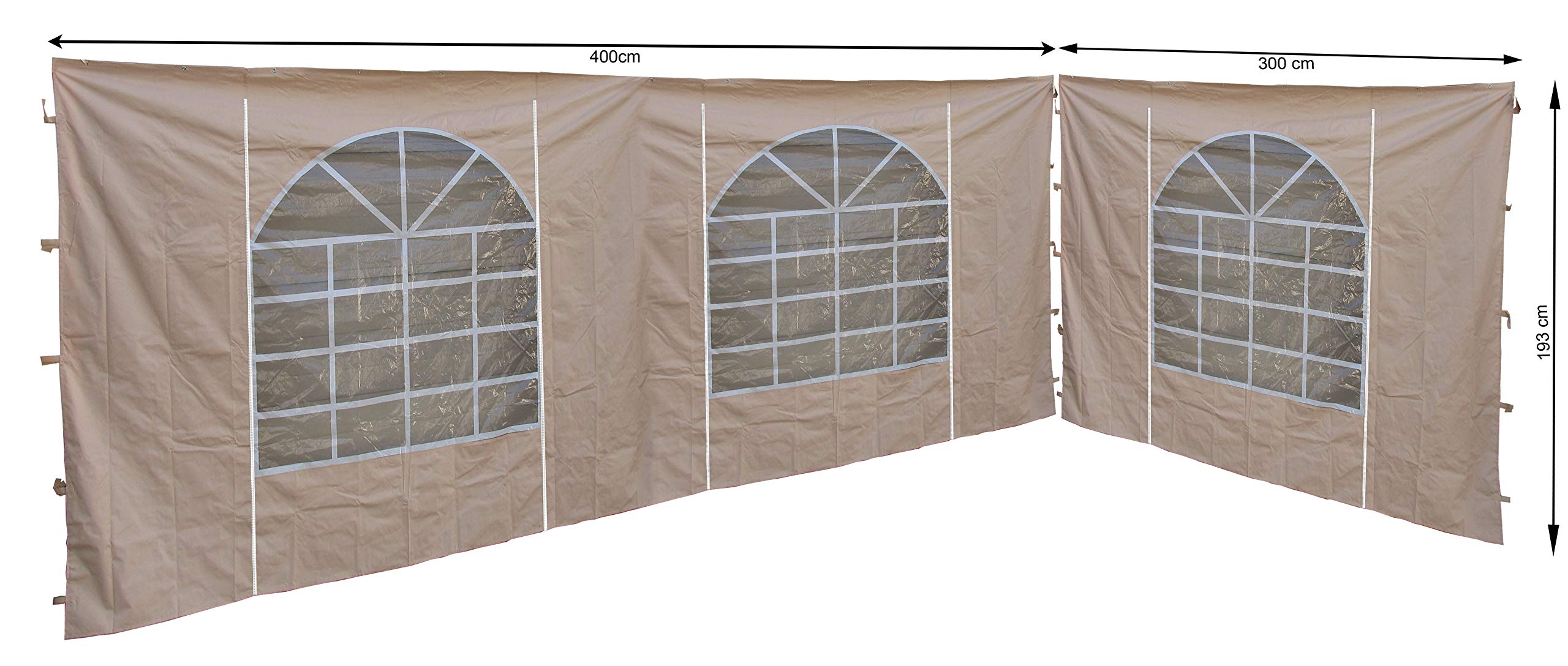 QUICK STAR 2 cz??ci boczne z oknem PCW 300 x 193 cm / 400 x 193 cm do pawilonu Sahara 3 x 4 m ?ciana boczna piaskowa
