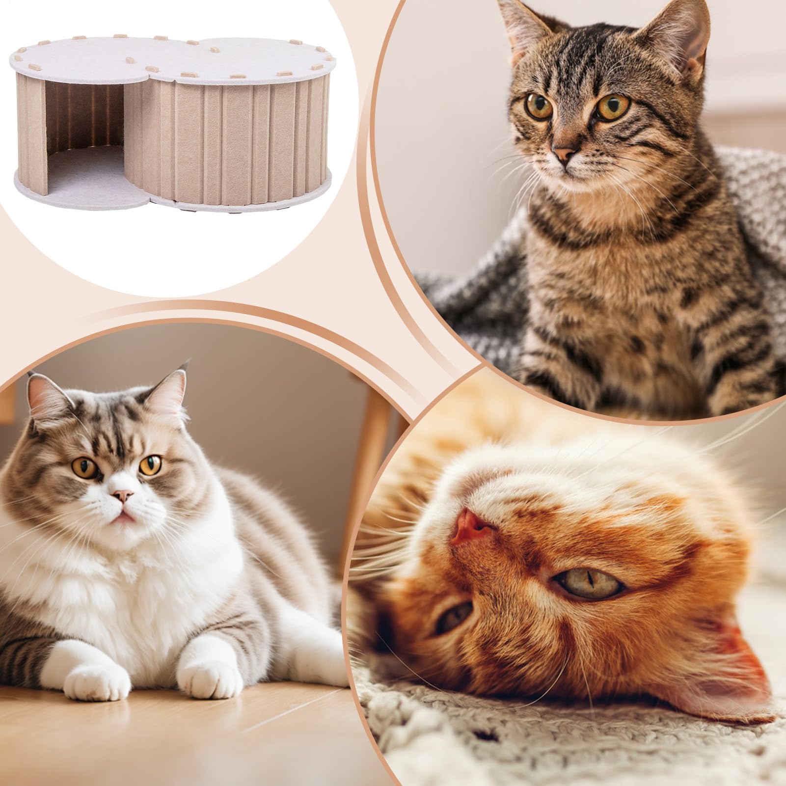 Tunnel Ciambella Per Gatti Tiragraffi Rifugio Riposo | Grande Riposo In Feltro Rimovibile Piccole Razze Riposo Casa Esterno Inverno Appartamento Compleanno Articoli