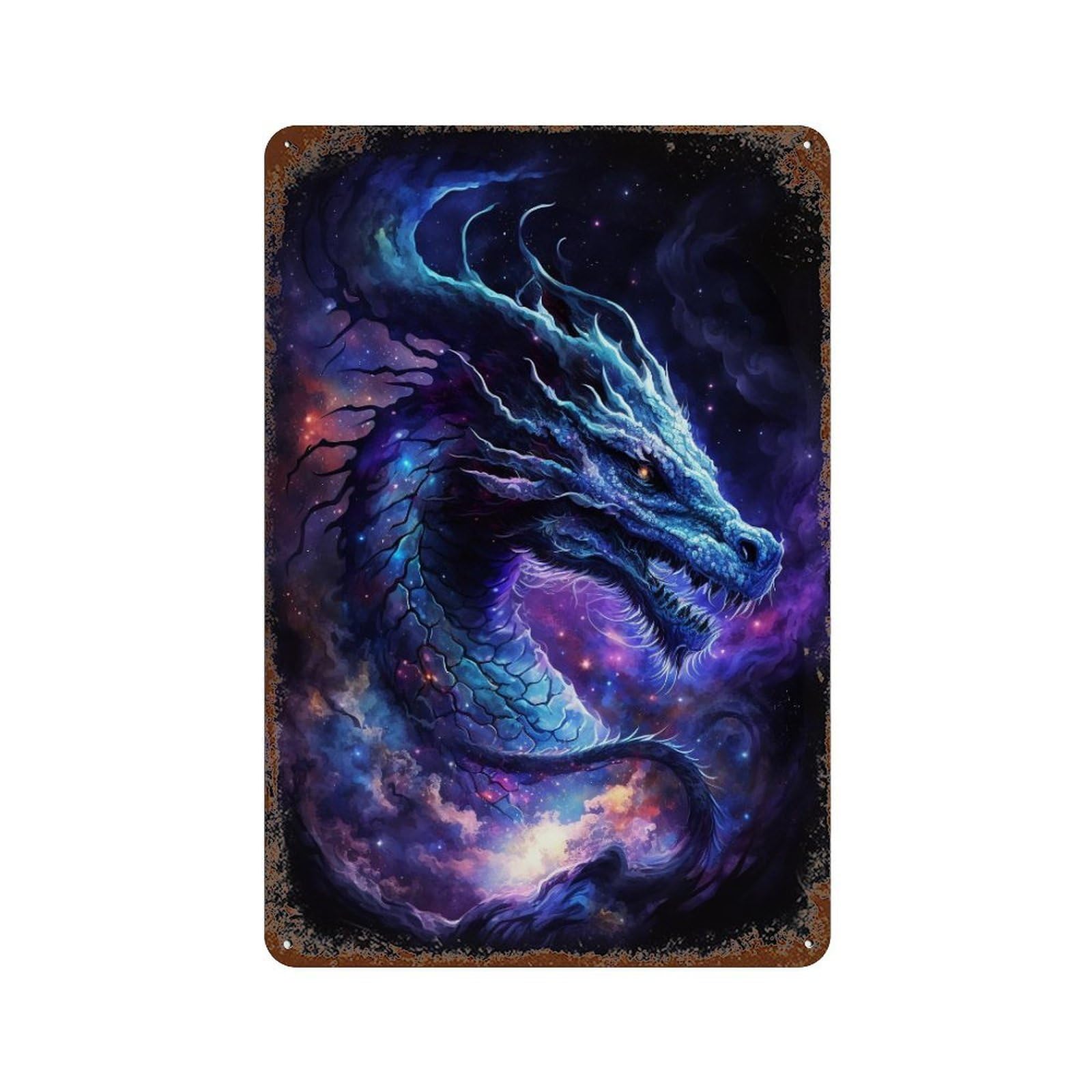 Cosmic Dragon Art Print-11 11.8"x7.9" Vintage Metal Tin Sign, Shabby Chic Decor for Office, Studio And Wall Decor