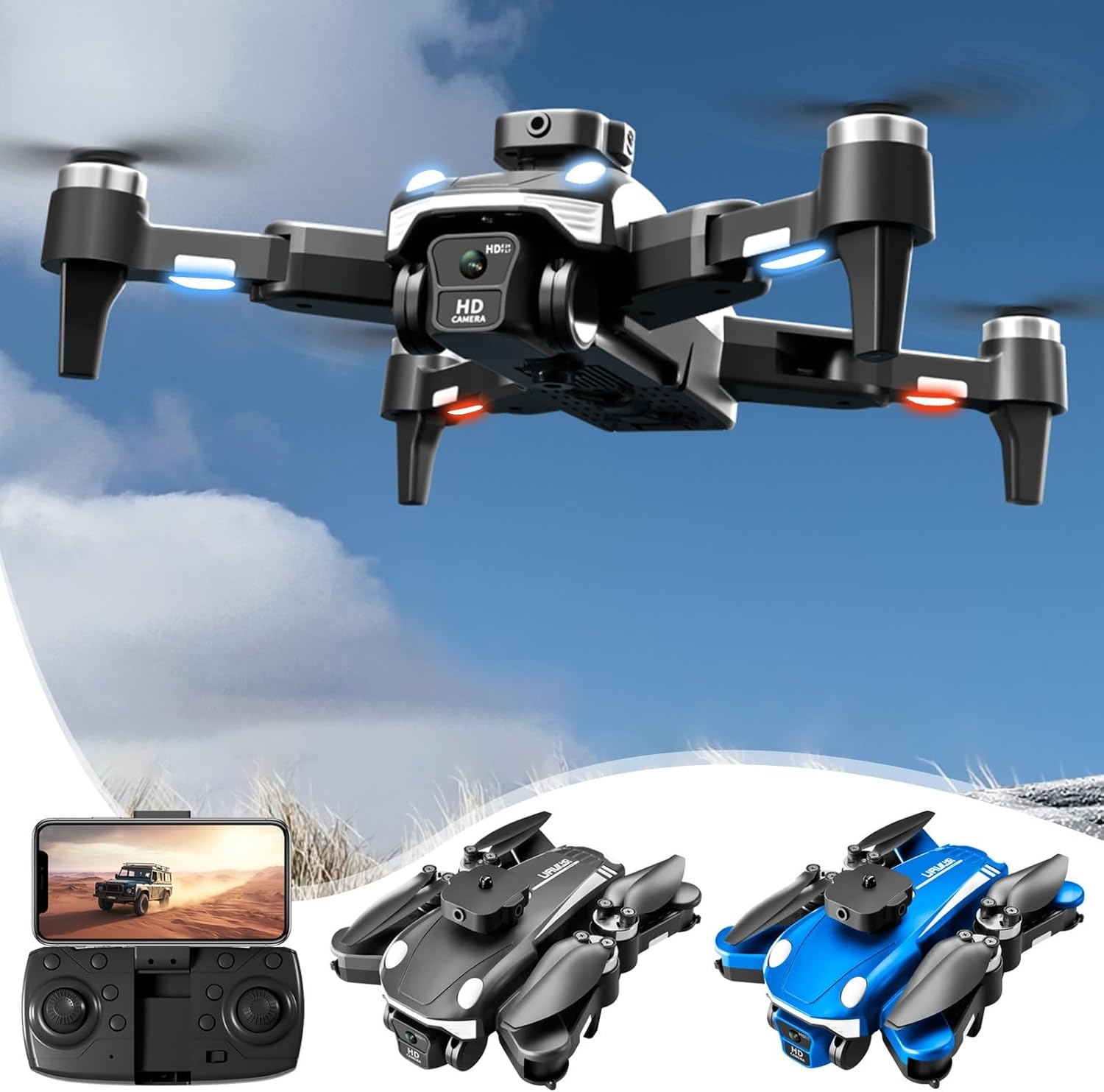 Drone FPV RC Quadcopter 3 Speed Headles Mode Altitude Hold 1080P Camera Drone 360° Flip Obstacle Avoidance Toys Gifts For Kids Adults Deals Of The Day Prime Member Warehouse Deals
