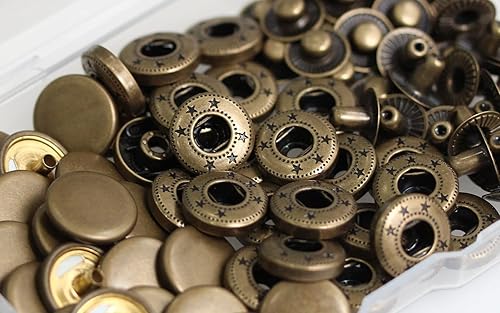 Miniatura 2 de BetterJonny - Juego de 24 cierres a presión de cuero resistente, botones a presión de metal de 0.59 pulgadas, remaches de cuero, con 4 herramientas