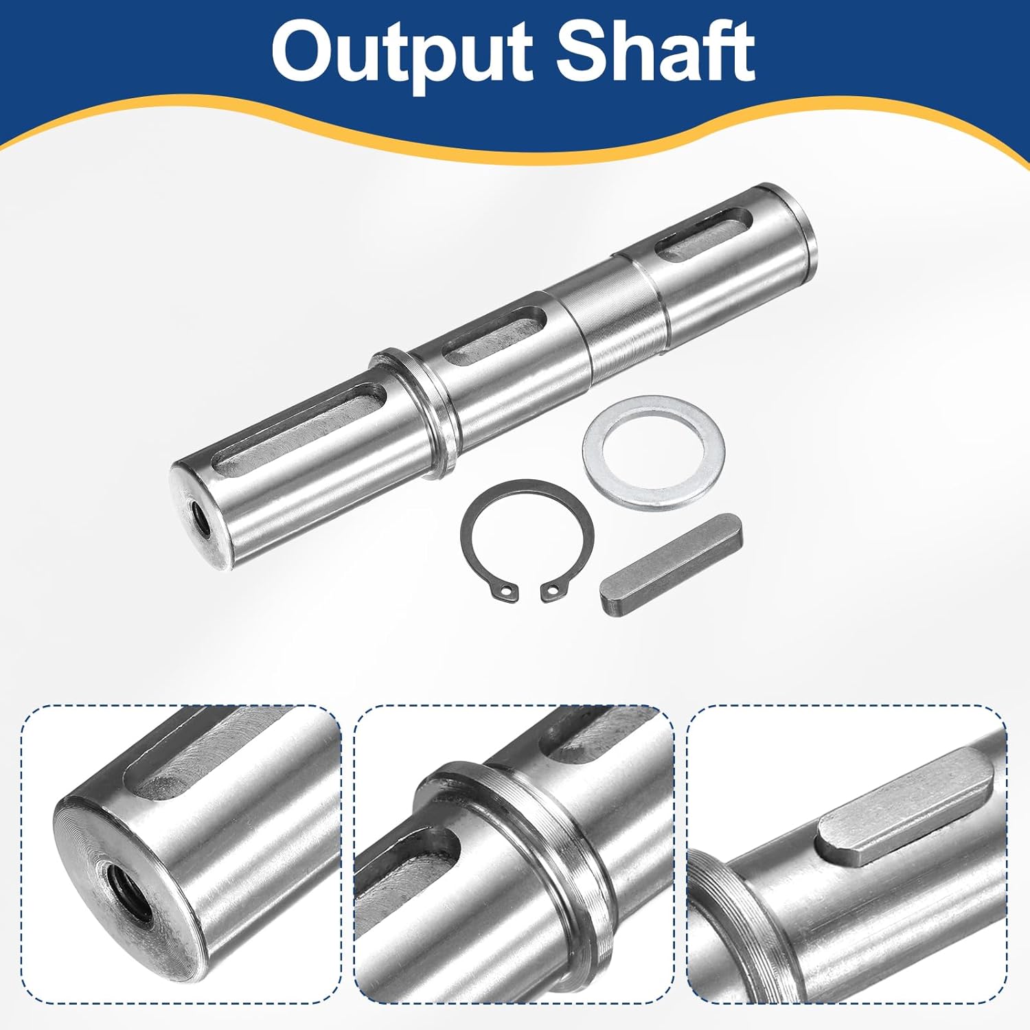 uxcell Output Single Shaft, 25mm Diameter, 153mm Length, Low Noise Alloy Steel Output Shaft with Gaskets S Ring Corner Pin for NMRV050 Worm Reducer