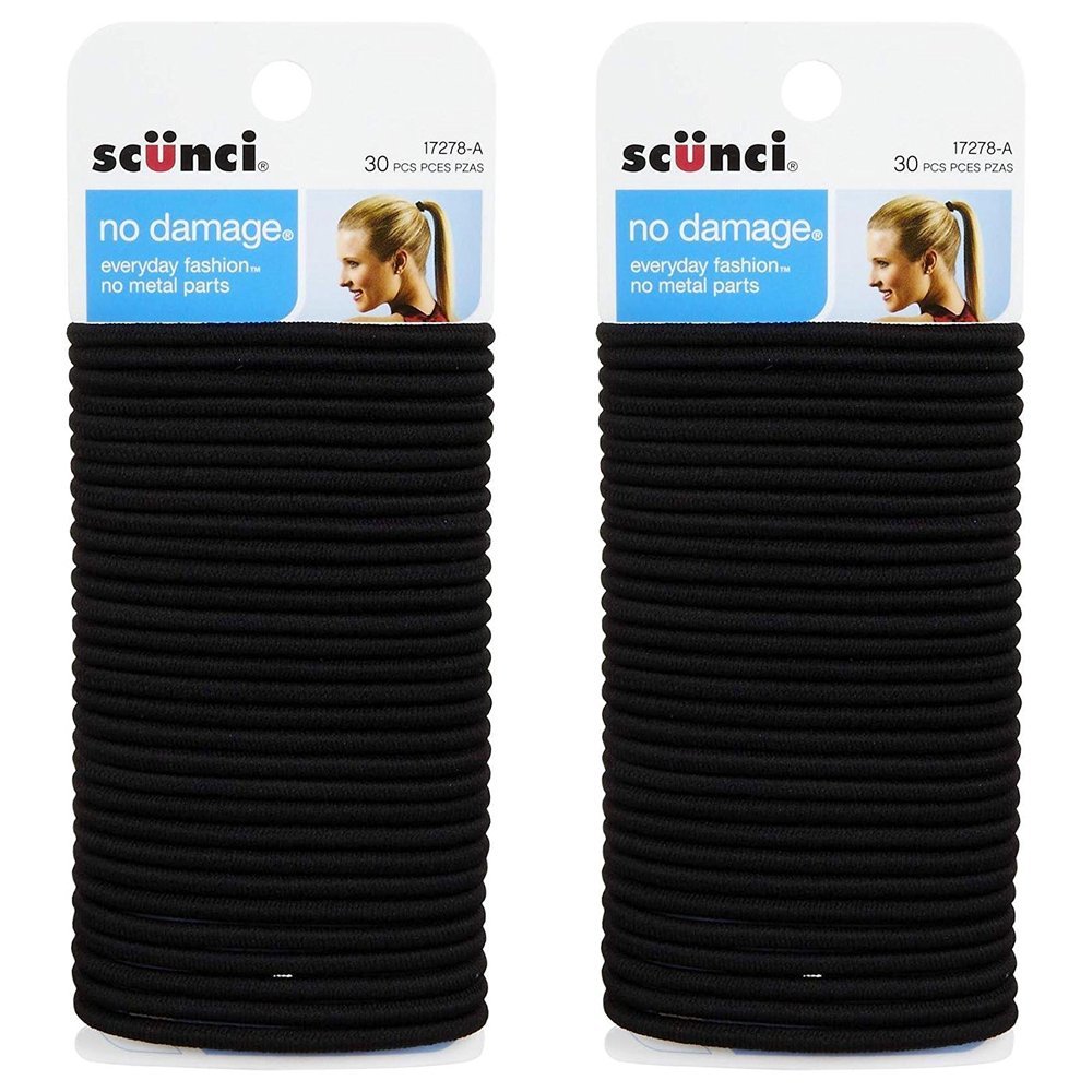 ScunciNo Damage Elastics, Black (30 pcs (2-Pack))