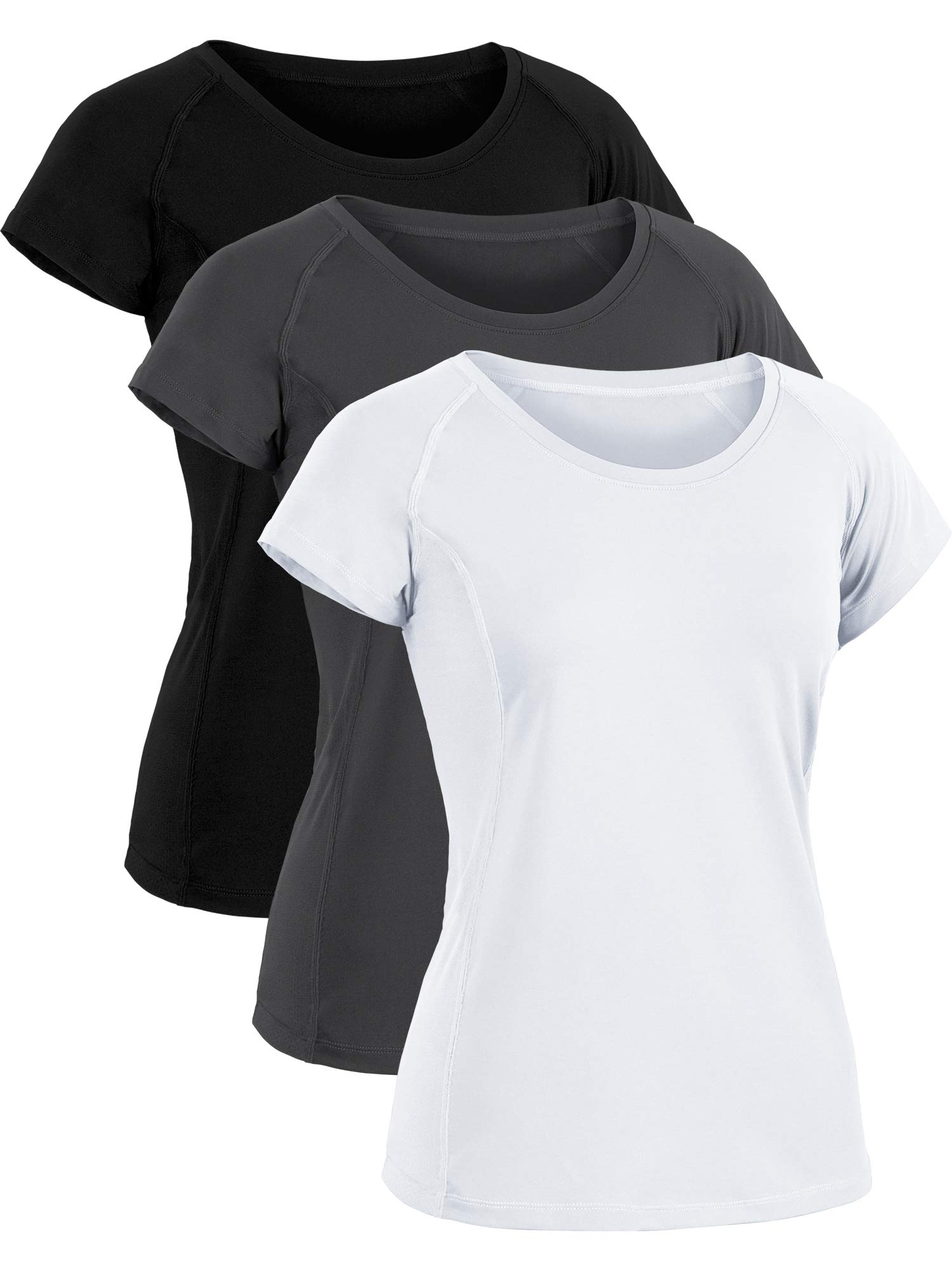 CADMUSWomen's Workout Shirts for Running Yoga Tee Shirts Dry Fit Pack of 3