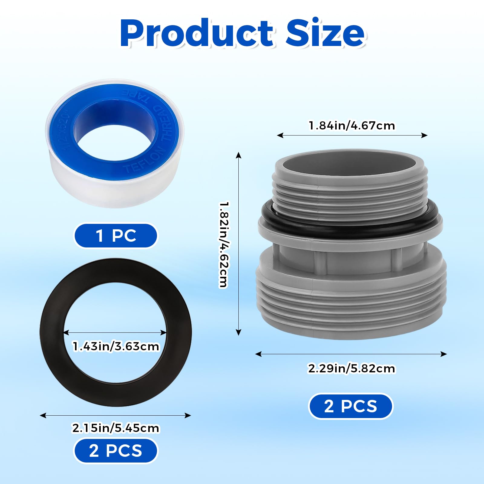 Zestaw adapterów do węża basenowego, adapter do węża basenowego, do węża 40 mm na 1 1/2 cala