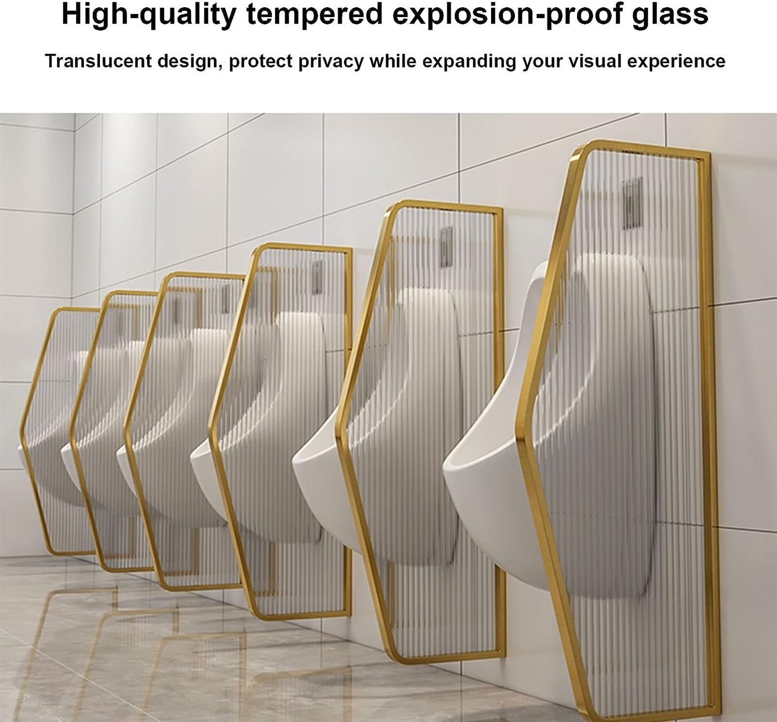 Extensor de mampara para urinario público, separador de pared de vidrio translúcido para privacidad masculina, protección adicional para baños de hotel (Color: Negro)