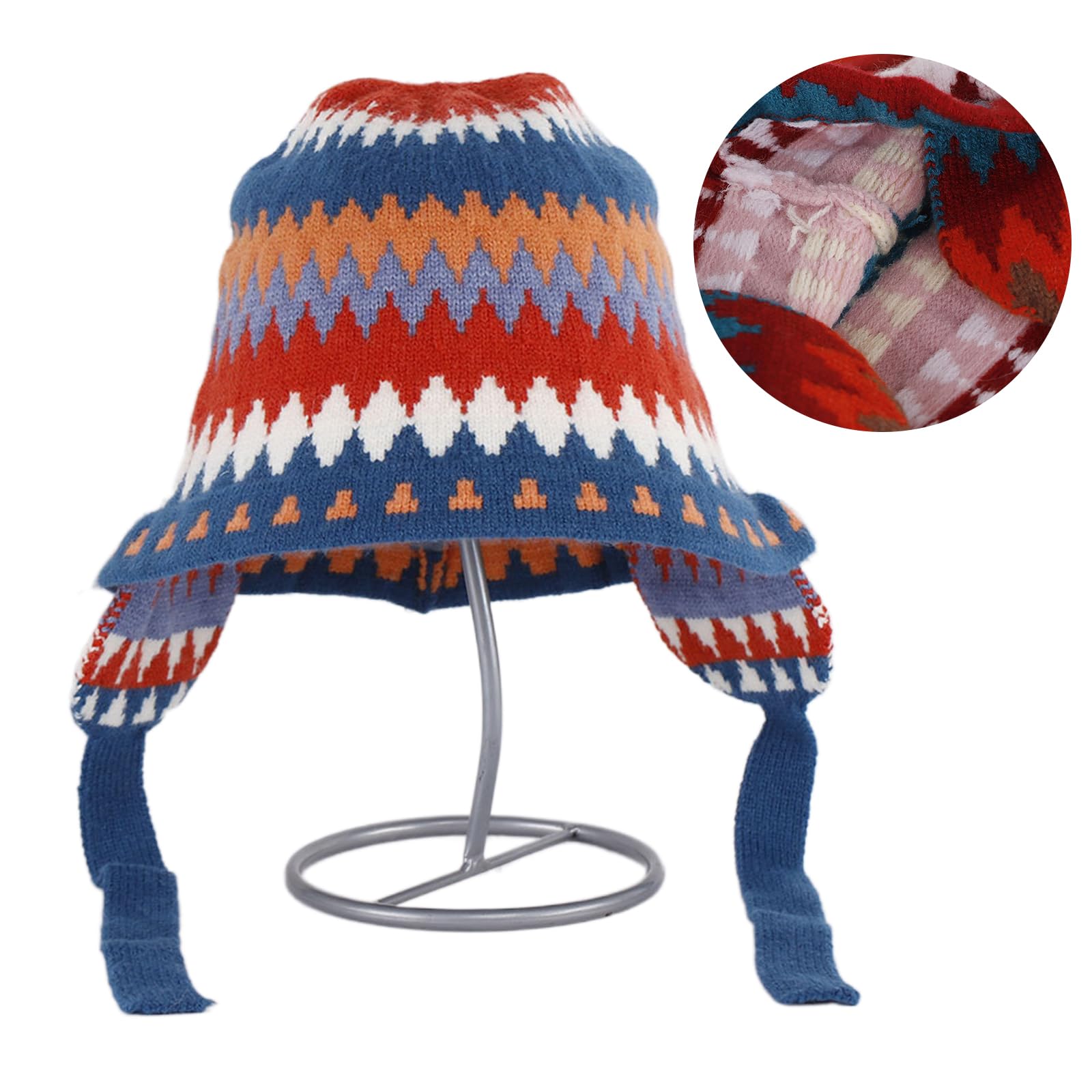 Winter Ear Protect Elastic Windproof Stripe Pattern Hat Ear Protector Hat Adult Winter Cycling Skiing Supplies Pink