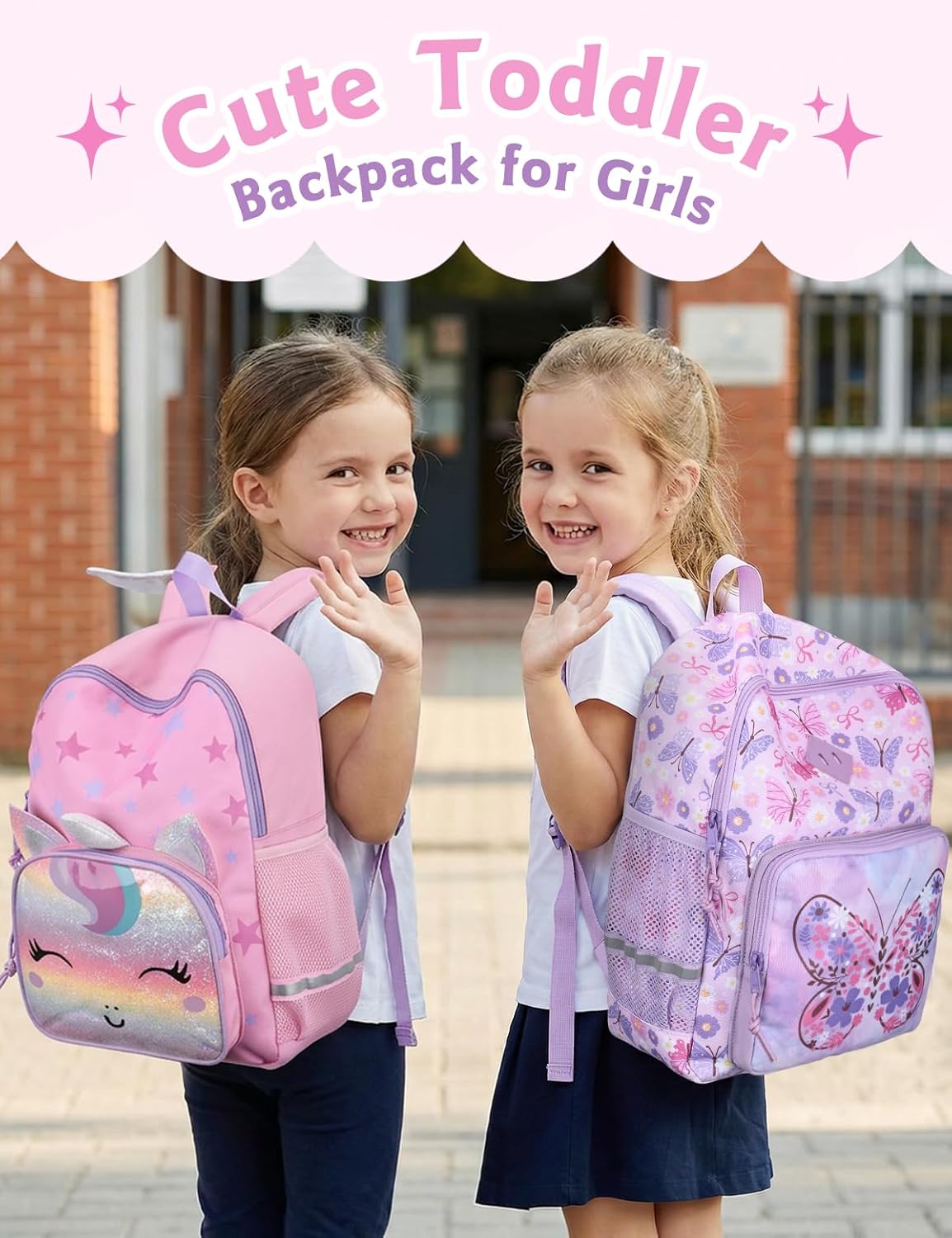 VX VONXURY Kids Backpack, Cute Lightweight Toddler Backpack for Age 3-6 Years Boys and Girls with Chest Buckle