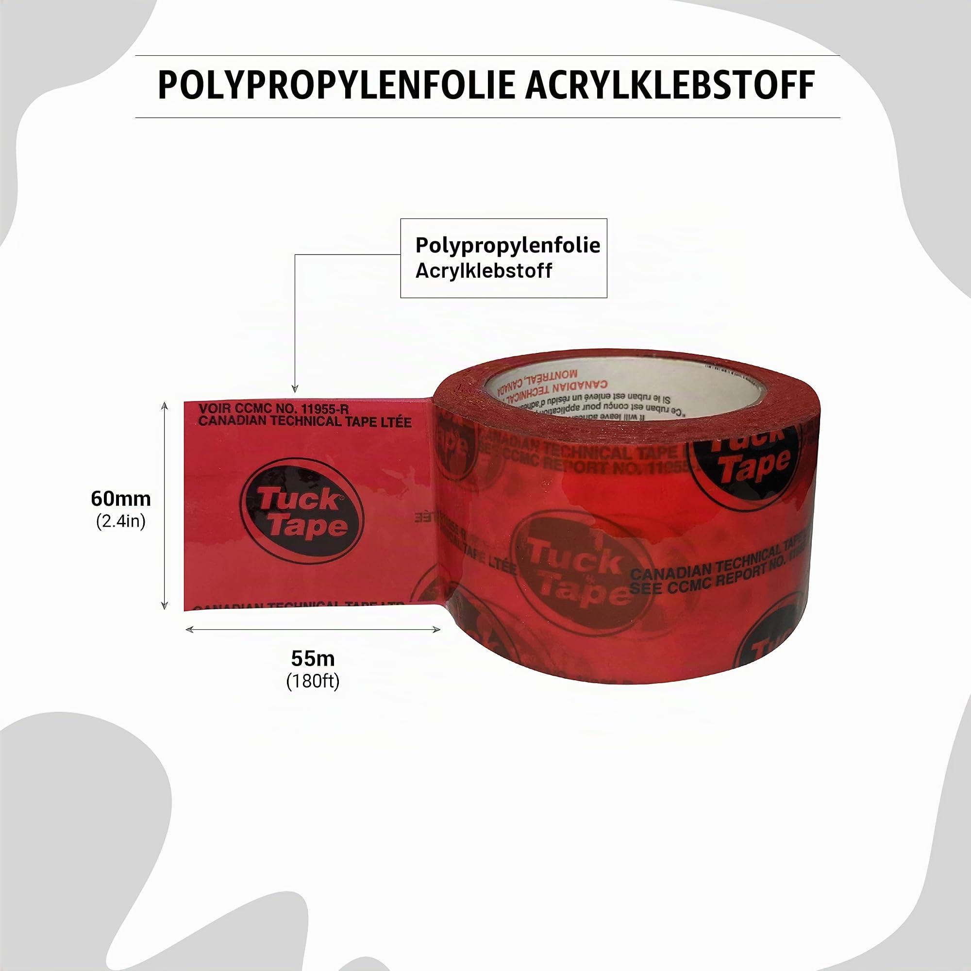 Tuck Tape Bau-Ummantelungsband, Epoxidharzband, 6,1 cm x 54,9 m (rot)