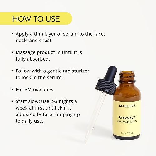 Miniatura 6 de MAELOVE Stargaze - Suero de retinol mejorado, 0.25% retinol liberado por el tiempo para piel radiante, hidratante con ácido hialurónico,