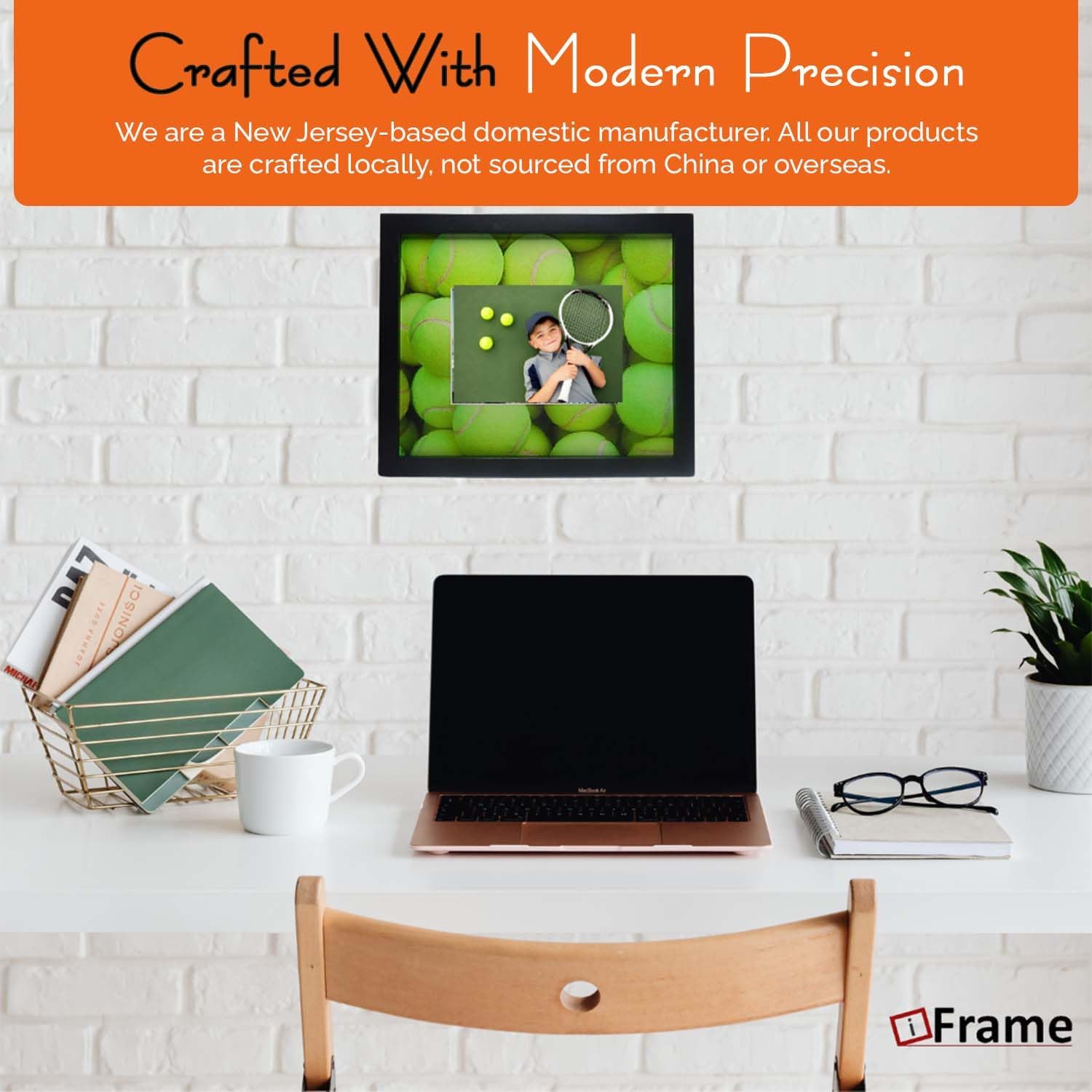 iFrame Commemorative Sports Athletics Picture Frame I Fits 5x7 Photograph I Real Wood Black Finish I Desktop, Table Or Wall Mount I Shatterproof Plexiglass I Made In USA I Tennis