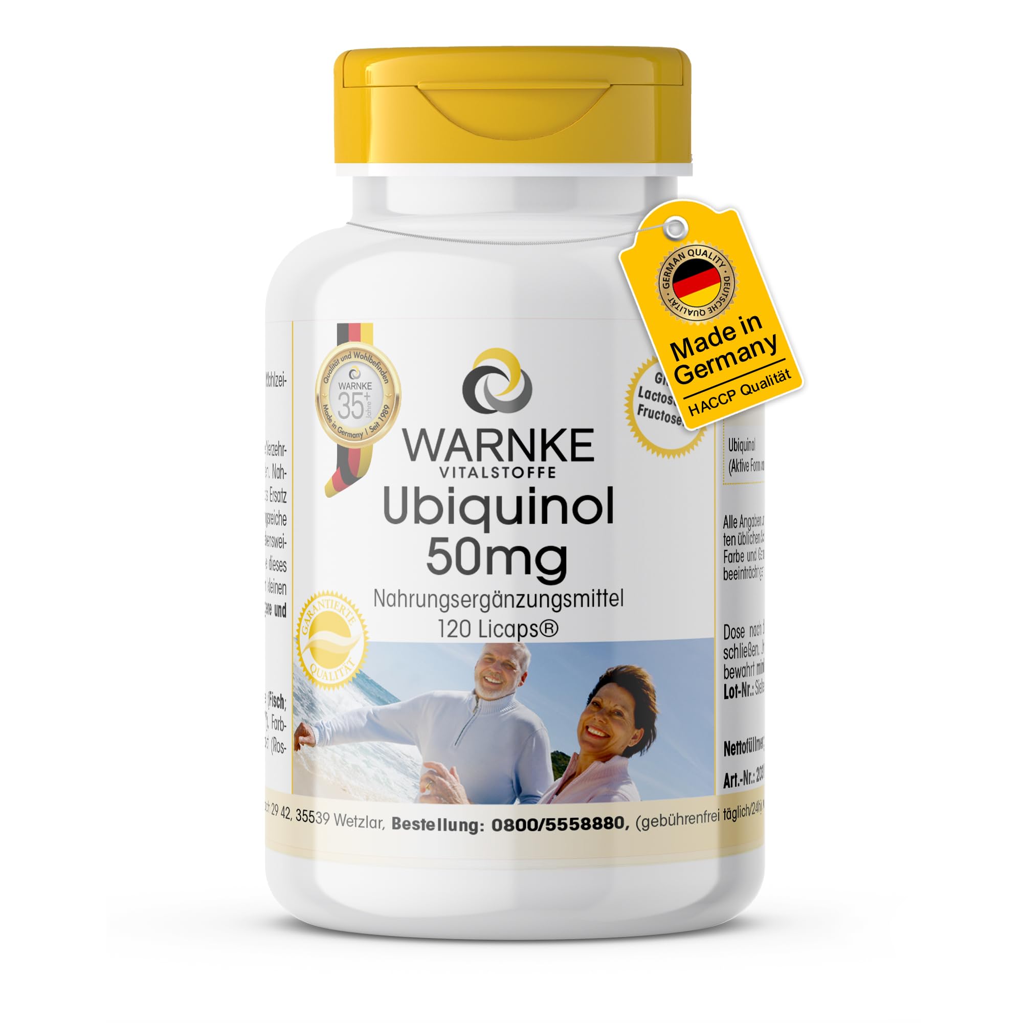 Ubiquinol Kaneka QH - 120 Kapseln - Coenzym Q10 aktive Form - hochdosiert | Warnke Vitalstoffe - Deutsche Apothekenqualität