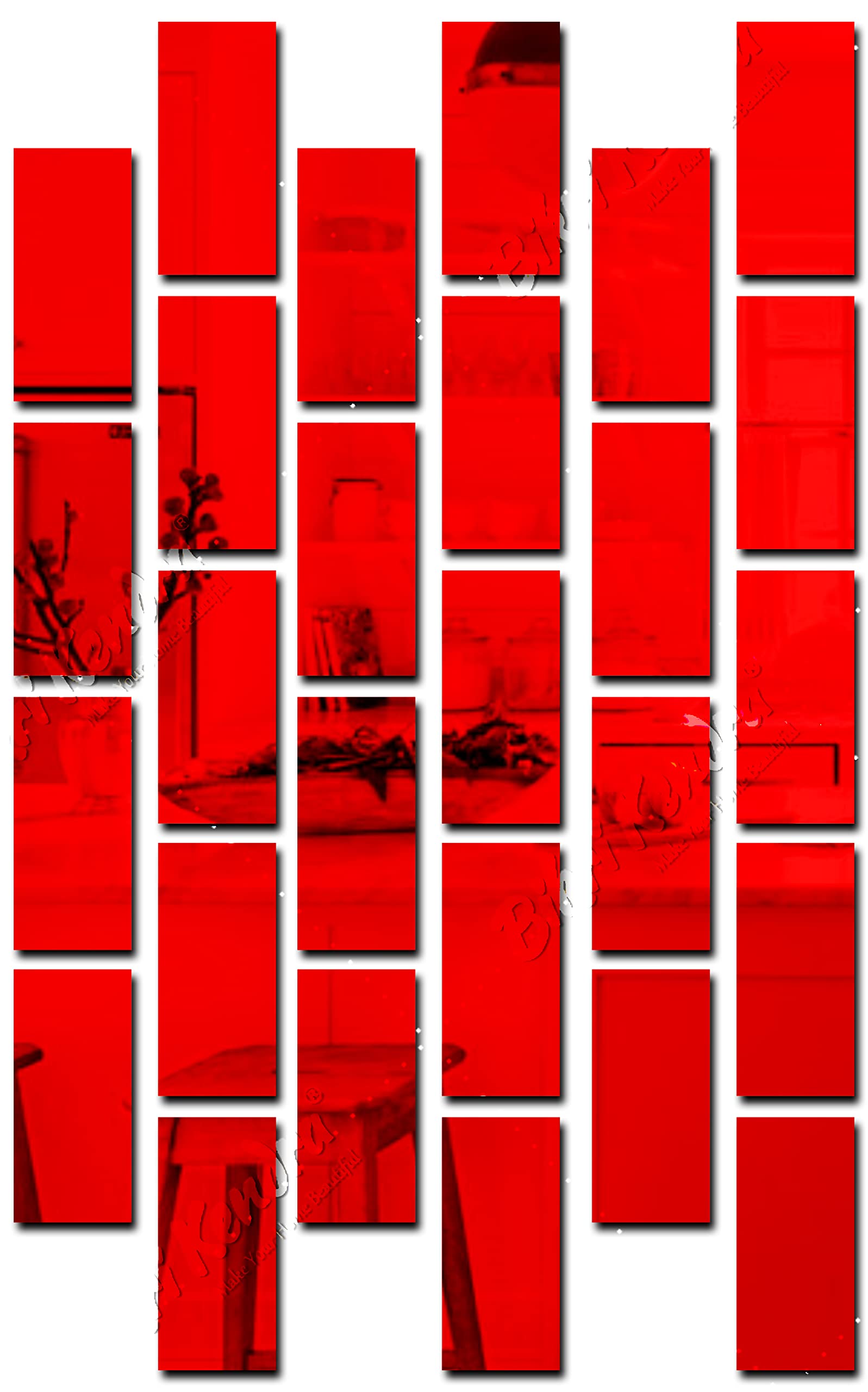 Bikri Kendra - 30 Rectangle Red Mirror Stickers for Wall, Wall Mirror Stickers, 3D Acrylic Stickers Wall Stickers for Hall Room, Bed Room, Kitchen Living Room Kids Room. (B09JGHMSXX) Amazon Price History, Amazon Price Tracker