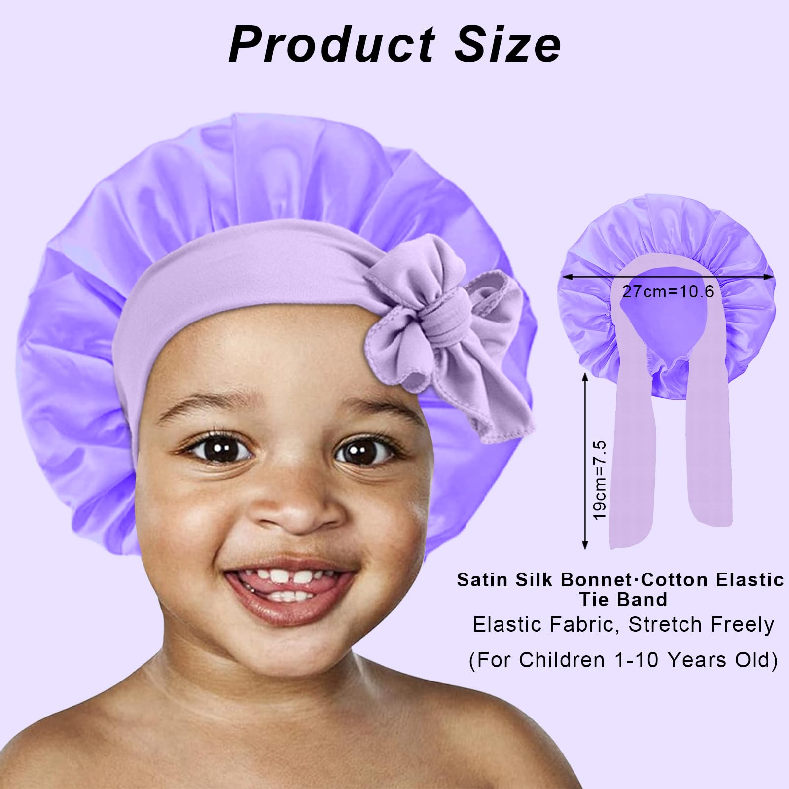 3Pcs Kids Silk Satin Bonnet for Sleeping - Image 2