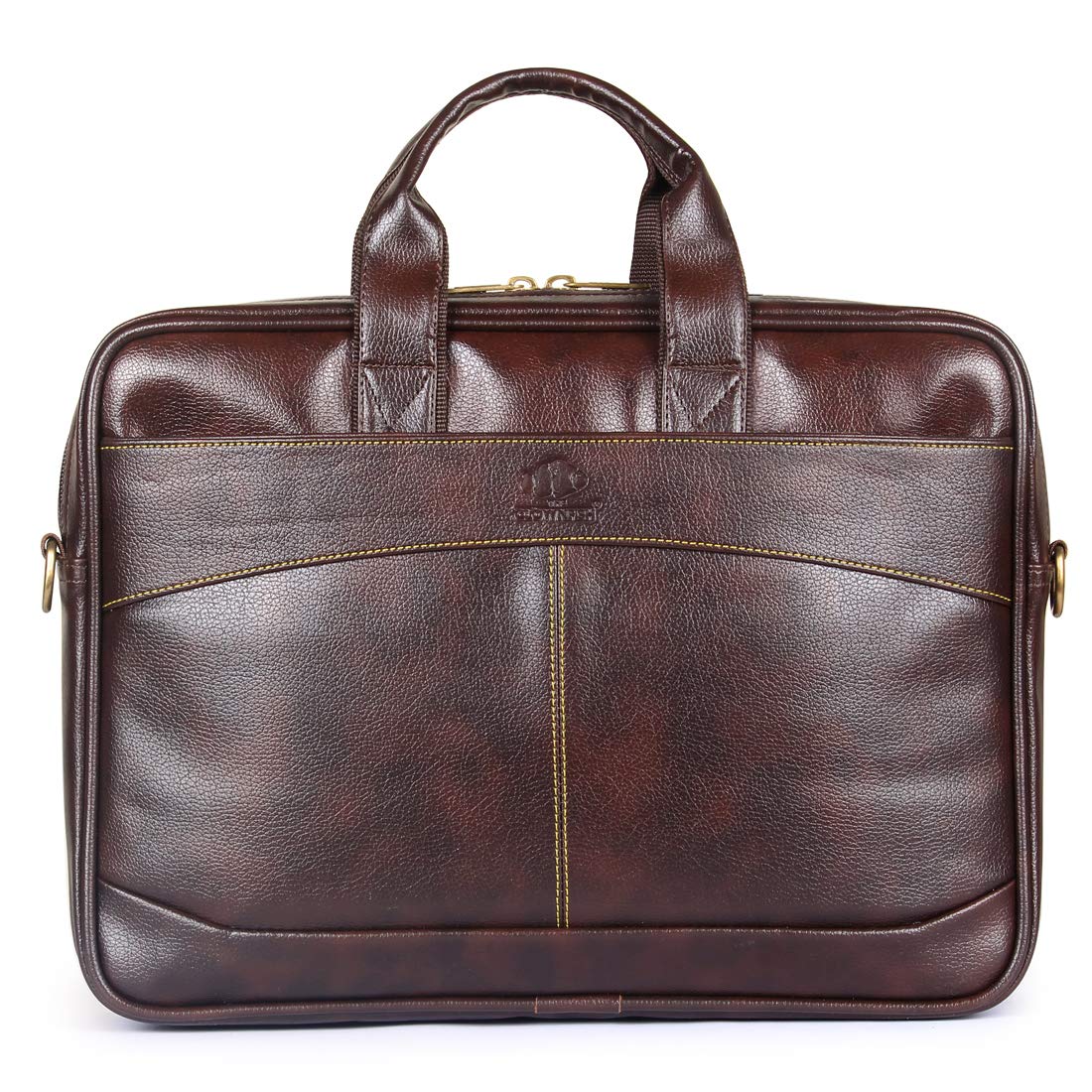 THE CLOWNFISH Unisex-Adult 10 Litre Faux Leather 15.6 Inch Laptop Messenger Bag Briefcase (Dark Brown)