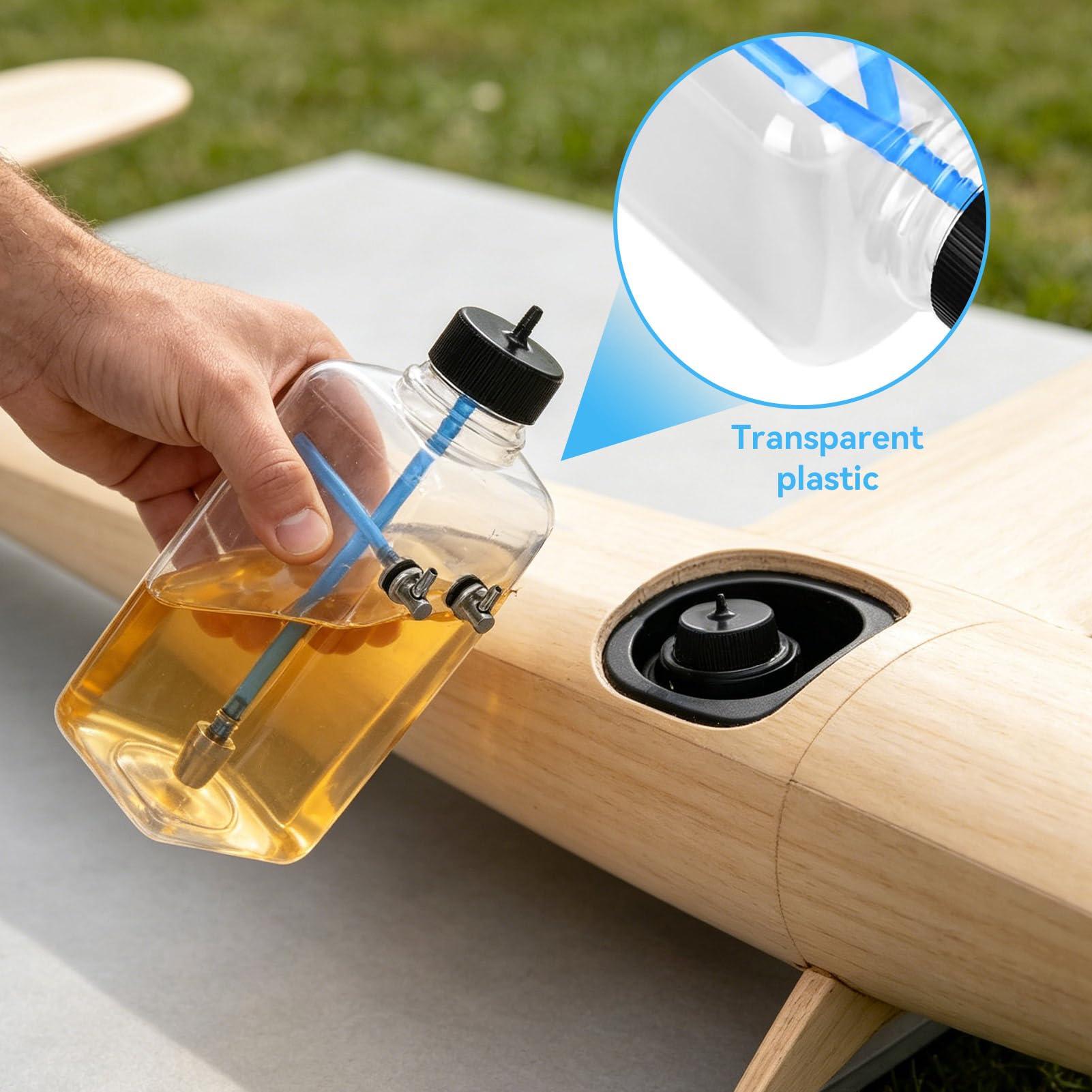 Réservoir de Carburant RC, Réservoir D'essence en Plastique Transparent pour Moteur Réservoir de Carburant pour Moteur RC Bouteille de Carburant Transparente RC pour Avion RC (500ML)