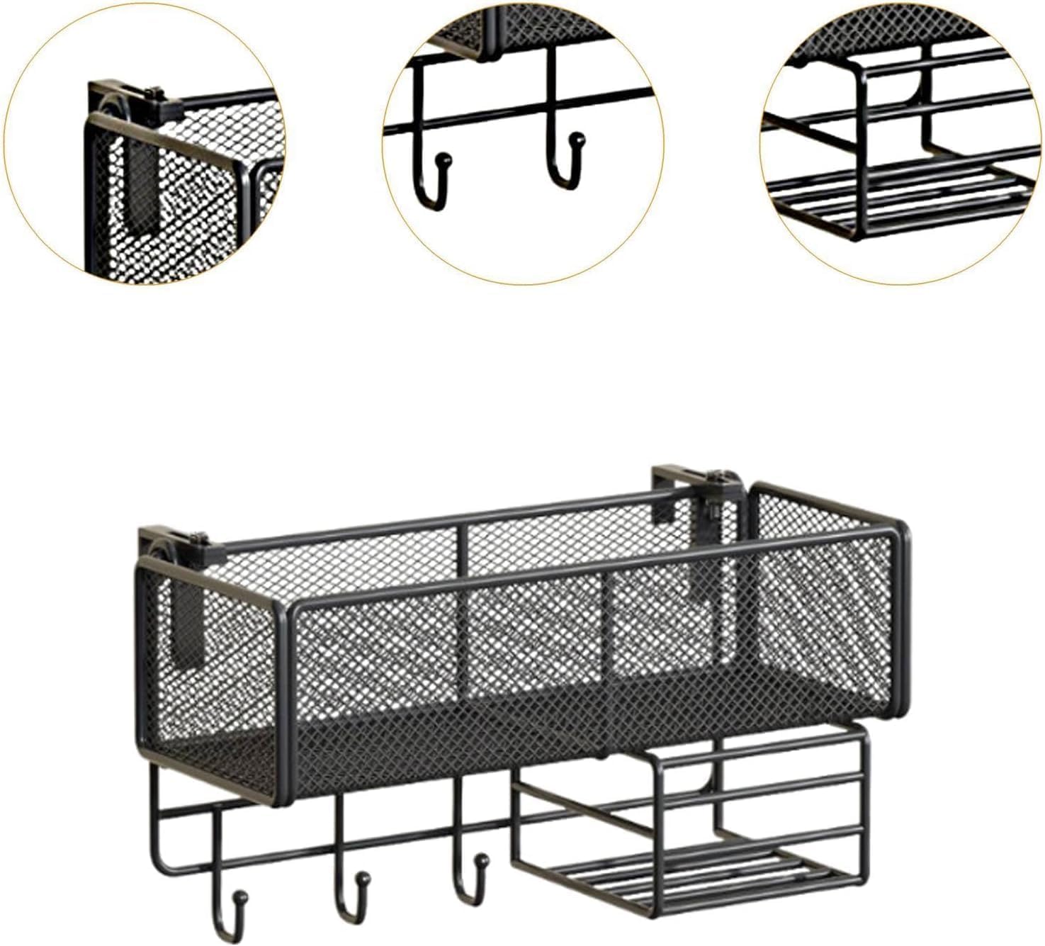 Black Metal Bedside Organizer Hanging Storage Basket College Dorms Small Spaces Bedrooms Clutter Solution
