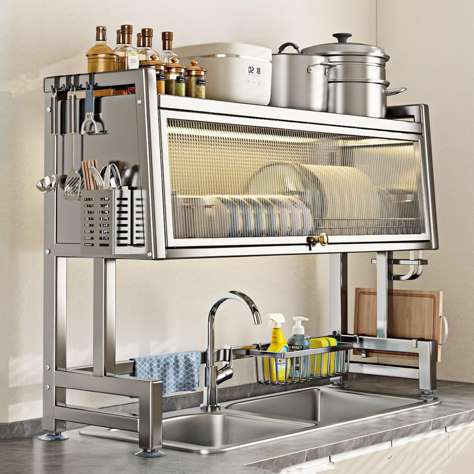 Inless - Scolapiatti in acciaio con patta, per cucina a forma di vitello, 74,9 cm, Escurridor De Platos, Sto per una cucina efficiente nizat