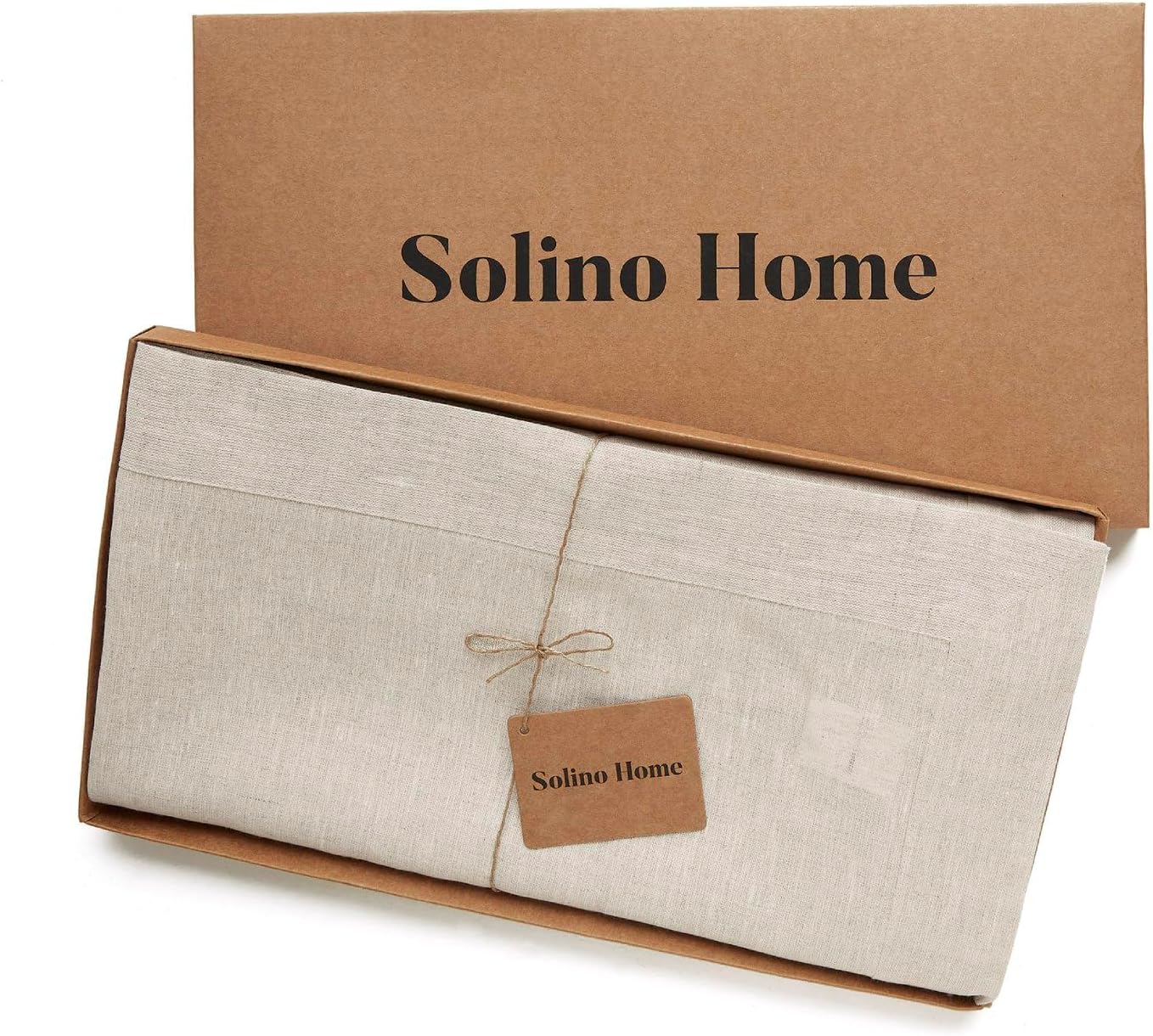 Solino Home Linen Tablecloth 54 x 72 Inch - 100% Pure Linen Light Natural Table Cloth for Rectangular Tables - Athena, Machine Washable Cloth Tablecloth for Spring, Summer
