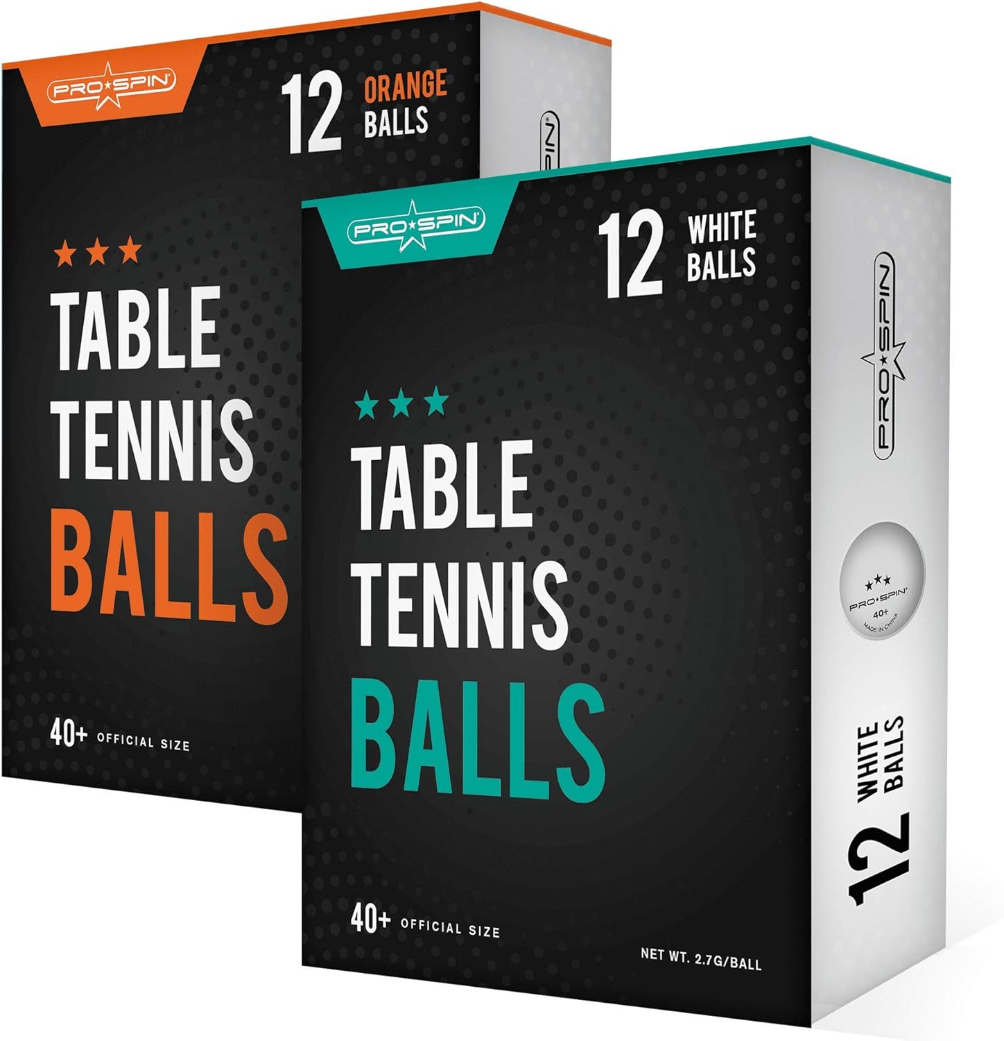 PRO SPIN Ping Pong Balls - White 3-Star 40+ Table Tennis Balls (Pack of 12) | High-Performance ABS Training Balls | Ultimate Durability for Indoor / Outdoor Ping Pong Tables, Competitions, Games : Sports & Outdoors