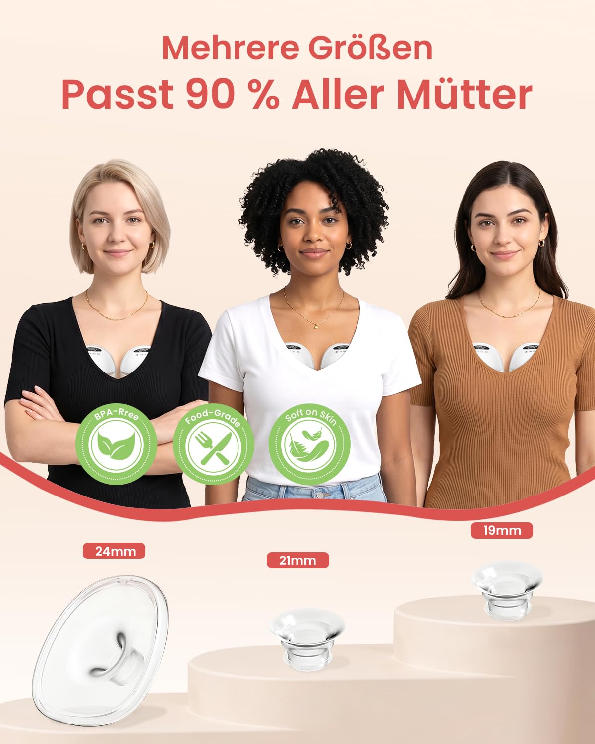 NCVI Milchpumpe Elektrisch Freihändig für Stillende Mütter, Tragbare Elektrische Milchpumpe mit 4 Modi 9 Stufen, Superleise, 19/21/24 mm Flansch, 10 Beutel, 150 Min Laufzeit (2 Stück, Weiß)