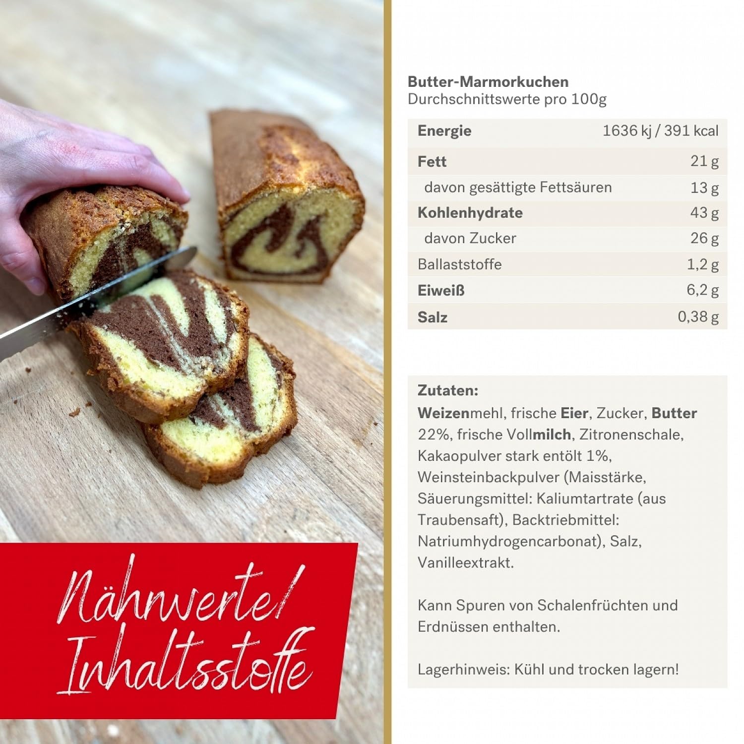 Krönner Butter-Marmorkuchen 850g – Handgefertigt in Garmisch-Partenkirchen, ohne Zusatzstoffe, mit feiner Vanille-Zitronen-Note und zarter Schokoladenschicht – Premium Qualität