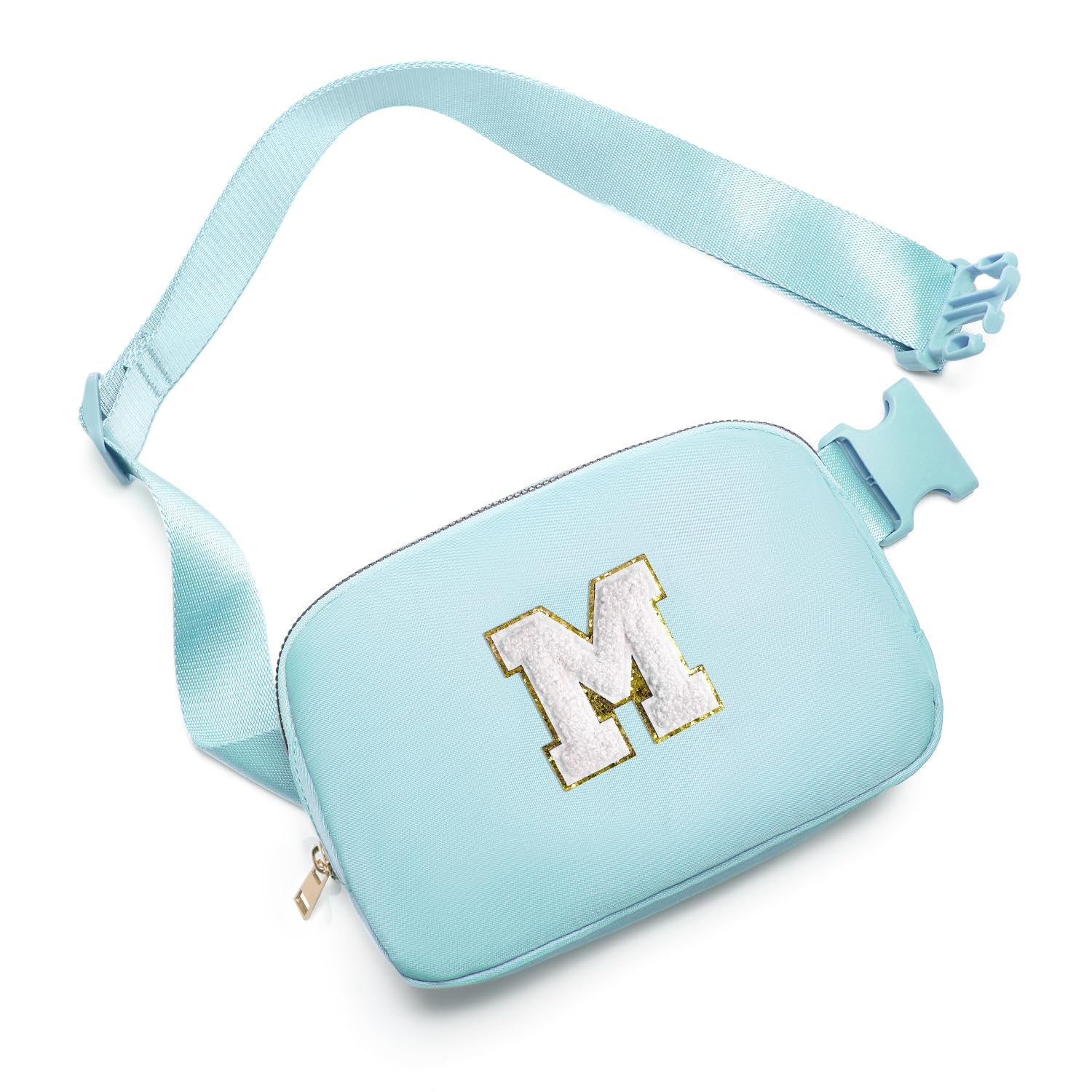 Gitus Birthday Gifts for 8 9 10 11 12 13 Year Old Girls Personalized Fanny Pack Crossbody Bags with Initial Letter Patch Belt Bag for Teen Girls Cute Trendy Stuff Travel Essentials (Icingblue-M)