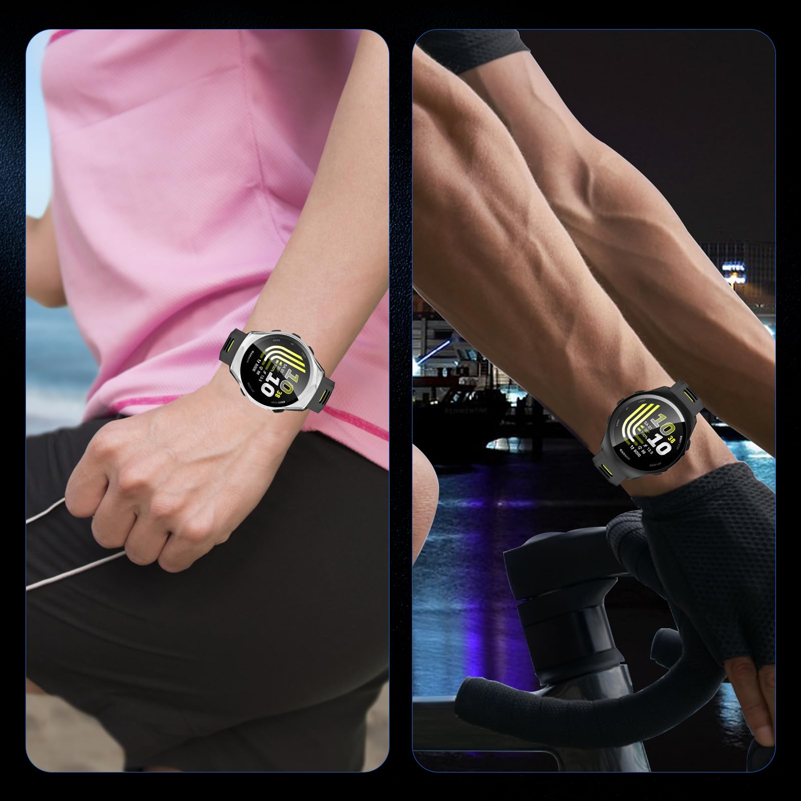 QULLOO Schutzhülle für Garmin Forerunner 70/170/ 170 Music Displayschutz,Voller Schutz Hülle, PC Hard Schutzfolie Case Cover mit Displayschutzfolie - Schwarz + Transparent