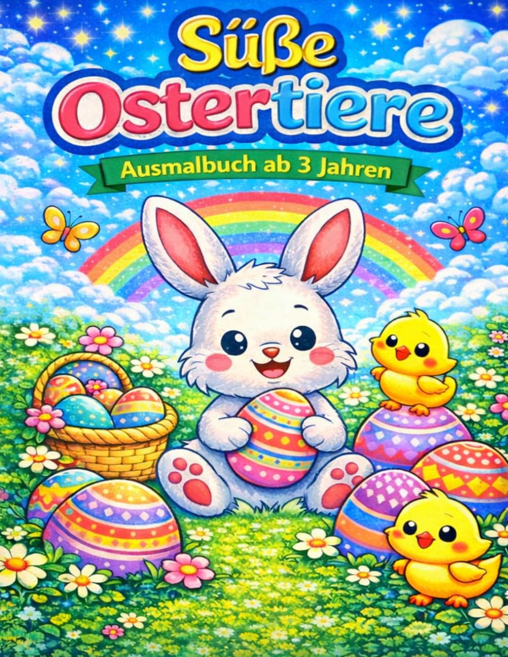 Oster-Ausmalbuch für Kinder: 40 einfache Ostermotive zum Ausmalen für Kinder von 4-8 Jahren - Osterhase, Eier, Küken und Frühlingsbilder - Malbuch für Kinder