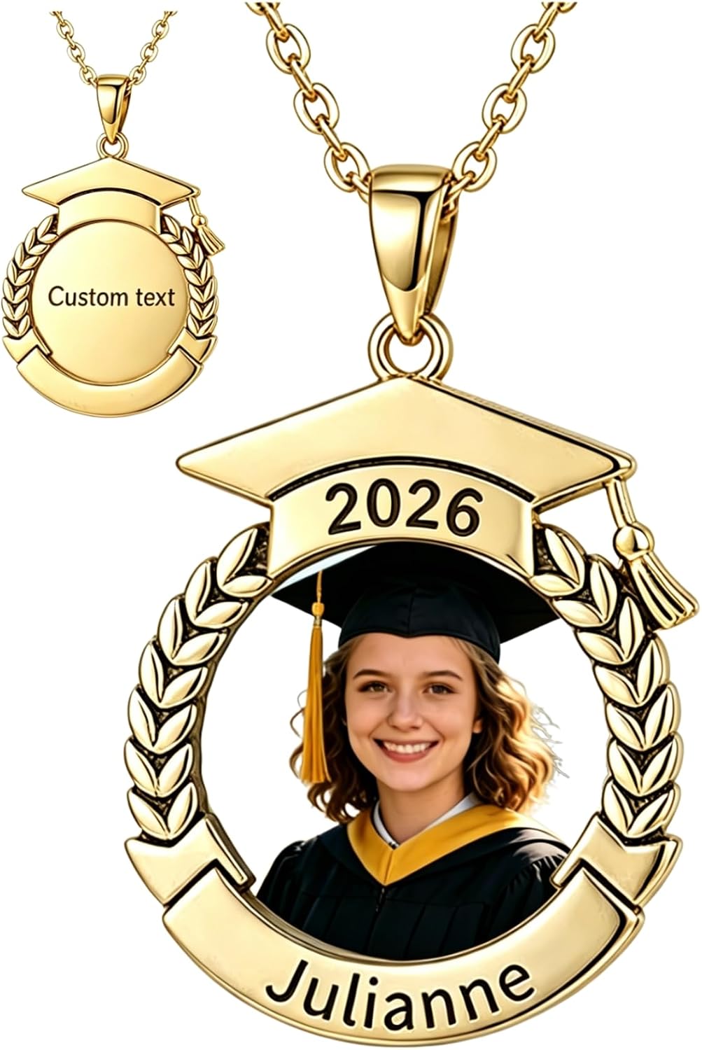 2026 Graduation Gifts Birthday Gifts for Women/Men High School and College Graduation Gifts 2026 Graduation Commemorative Necklace Women's Custom Engraved Birthstone/Graduation Photos Necklace