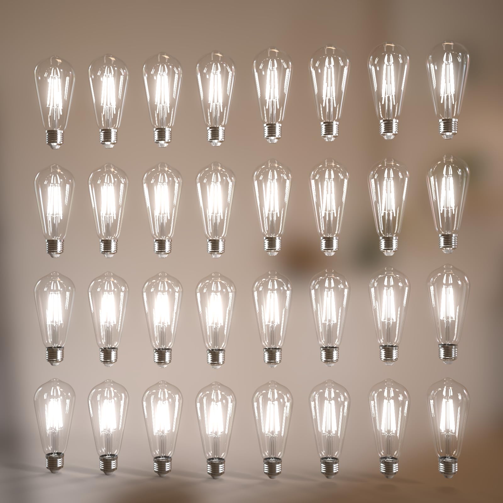 Jensense Edison Bulbs E26 LED Bulb 60 Watt Equivalent, Vintage LED Light Bulbs CRI90+ ST19, Dimmable Clear Light Bulbs (5000k Daylight, 6watt-32 Pack)