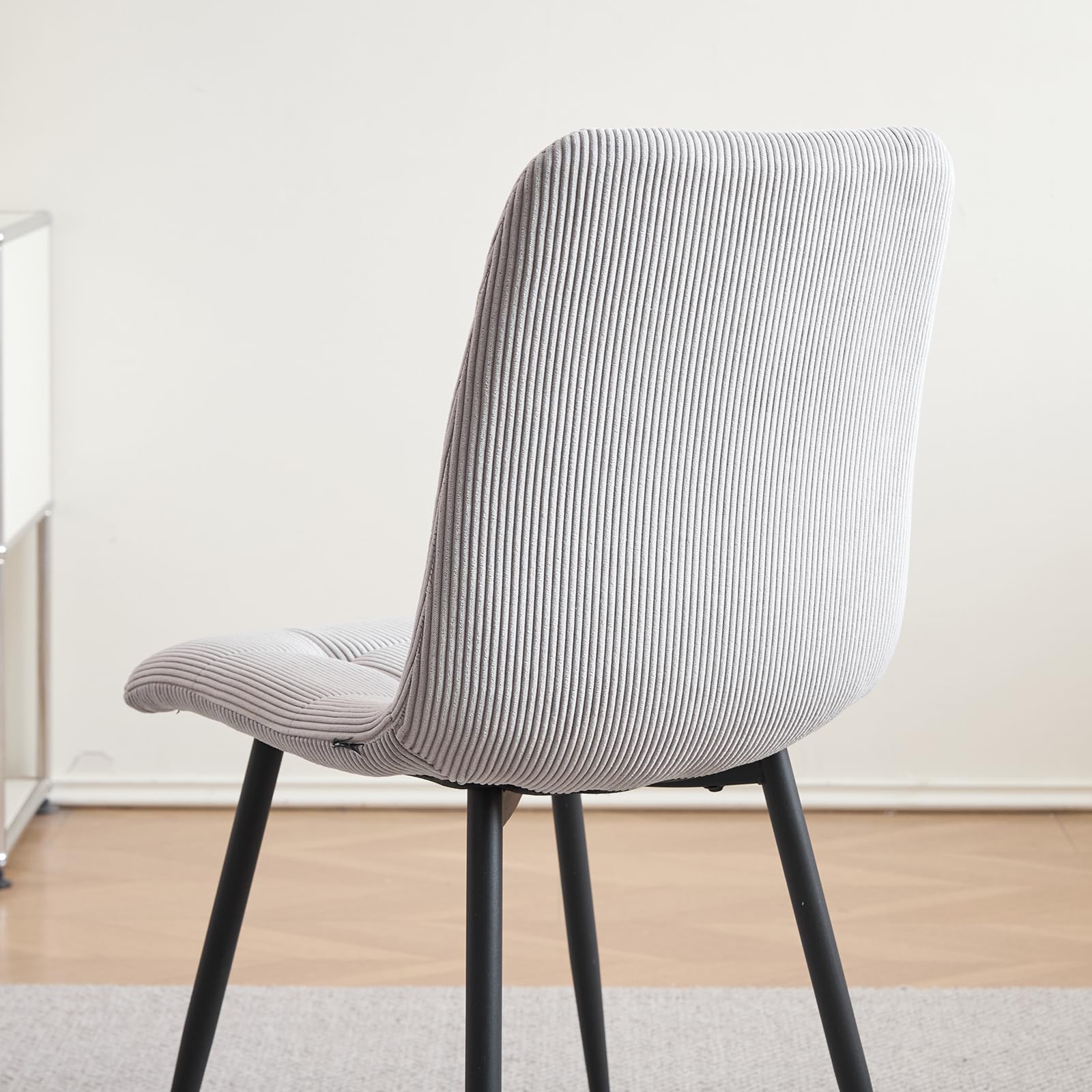 Esstisch- und Stuhlset, 4 Cord mit Hoher Rückenlehne und EIN 100 cm Langer Moderner Runder Esstisch, Geeignet für Küchen, Esszimmer und Wohnzimmer (Hell + Hellgrau)