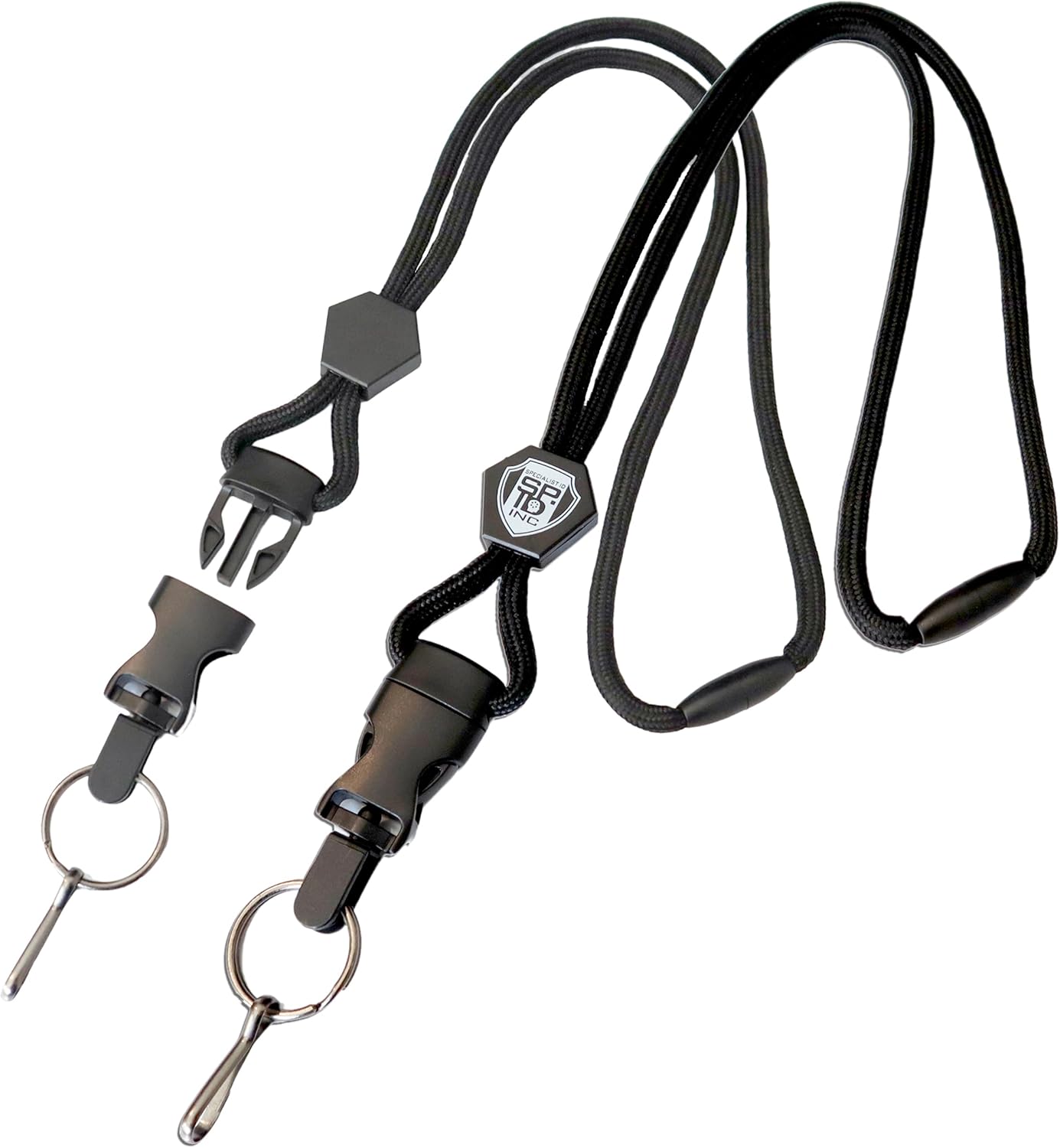 Bulk 20 Pack - Heavy Duty Breakaway Lanyards for ID Badges and Keys - Badge Holder & Keychain Neck Strap - Thick Cord Tactical Lanyards with Detachable Buckle & Adjustable Slide Specialist ID (Black)