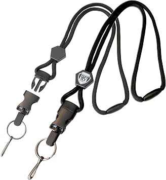 2 Pack - Heavy Duty Breakaway Lanyards for ID Badges and Keys - Badge Holder & Keychain Neck Strap - Thick Cord Tactical Lanyards with Detachable Buckle & Adjustable Slide Specialist ID Black