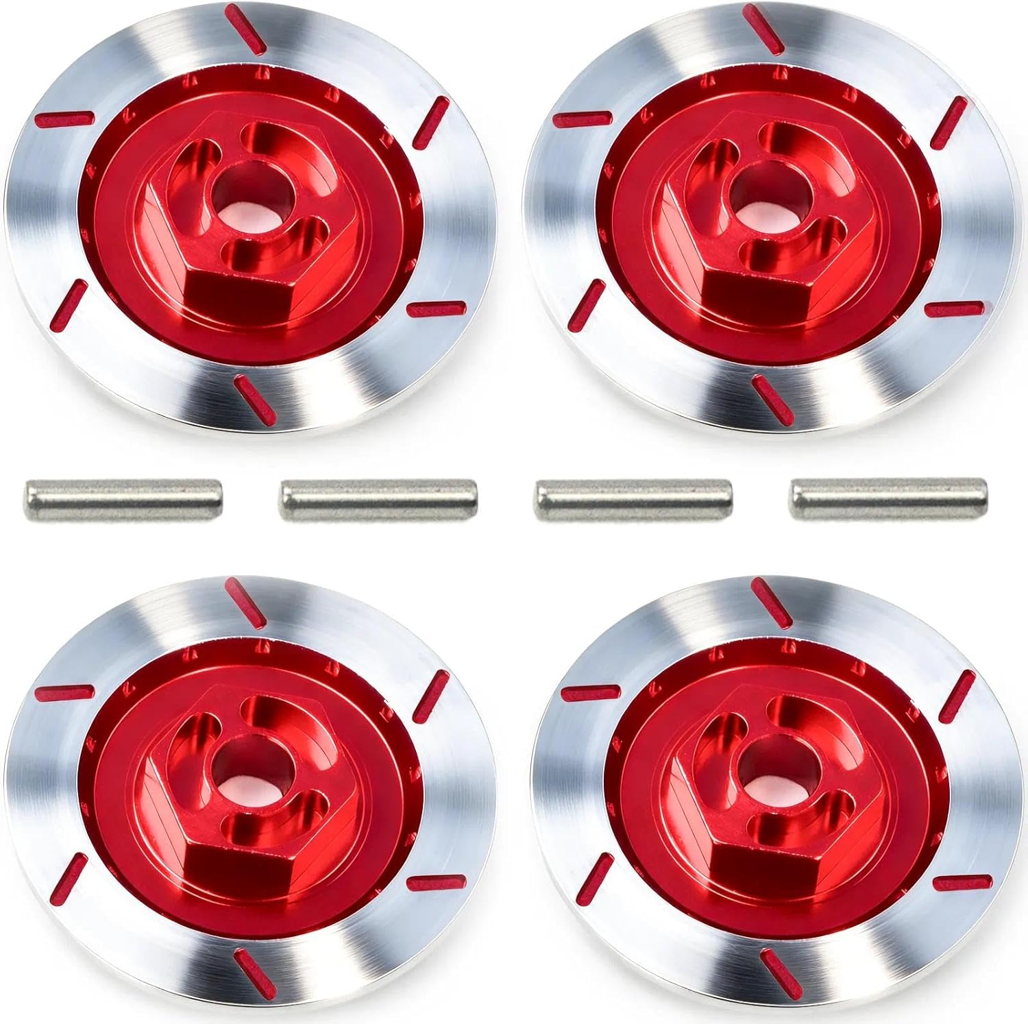 Brake Discs with 12mm Hex Hub for 1/10 Scale RC Cars – Aluminum Alloy Upgrade Kit for Drift, On-Road Car – CNC Machined Performance Part with Anodized Finish Red