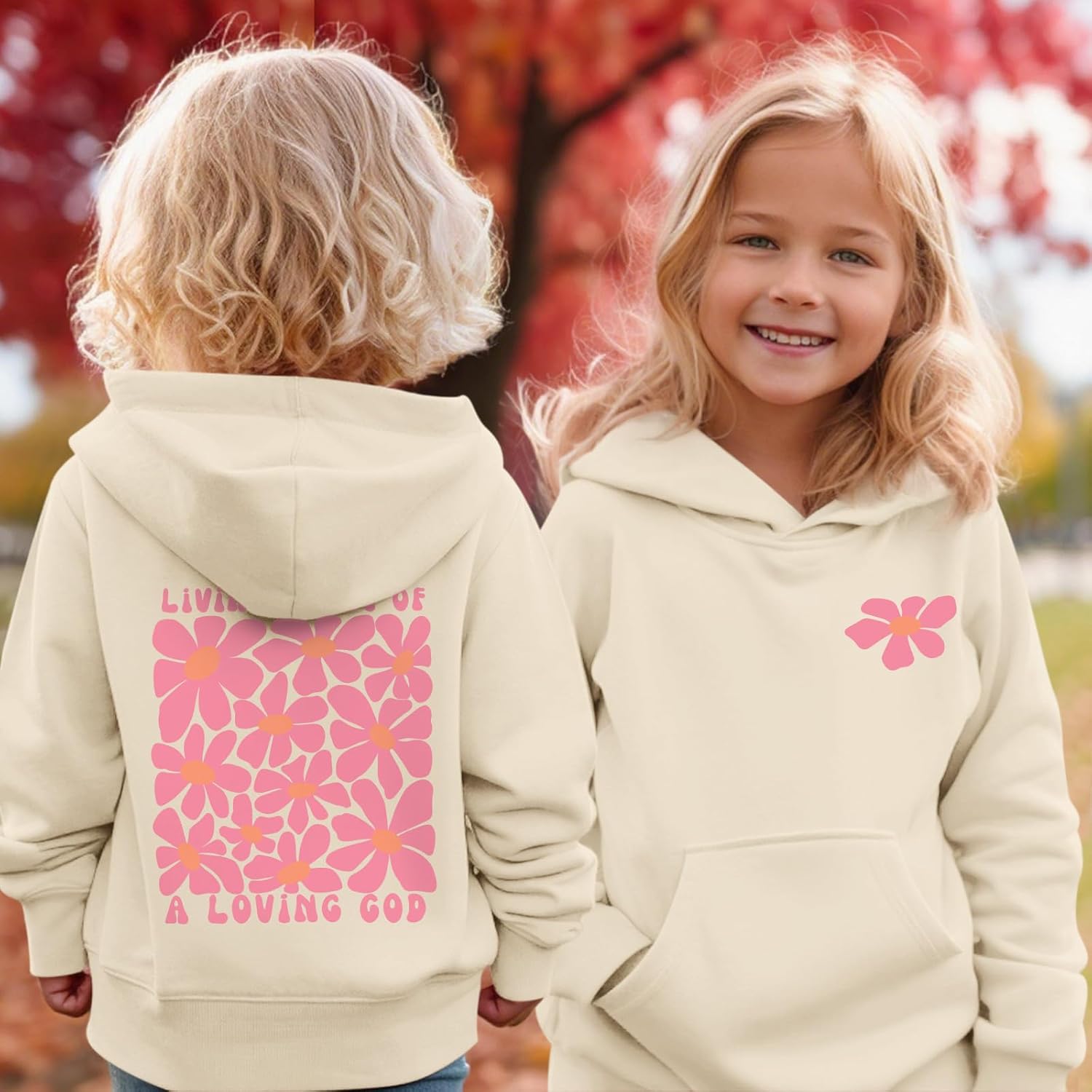 KEEVICI Cute Christian Graphic Hoodies For Girls God Flower Hoodie Kids Jesus Sweatshirt Religious Bible Verse Pullover - Image 5