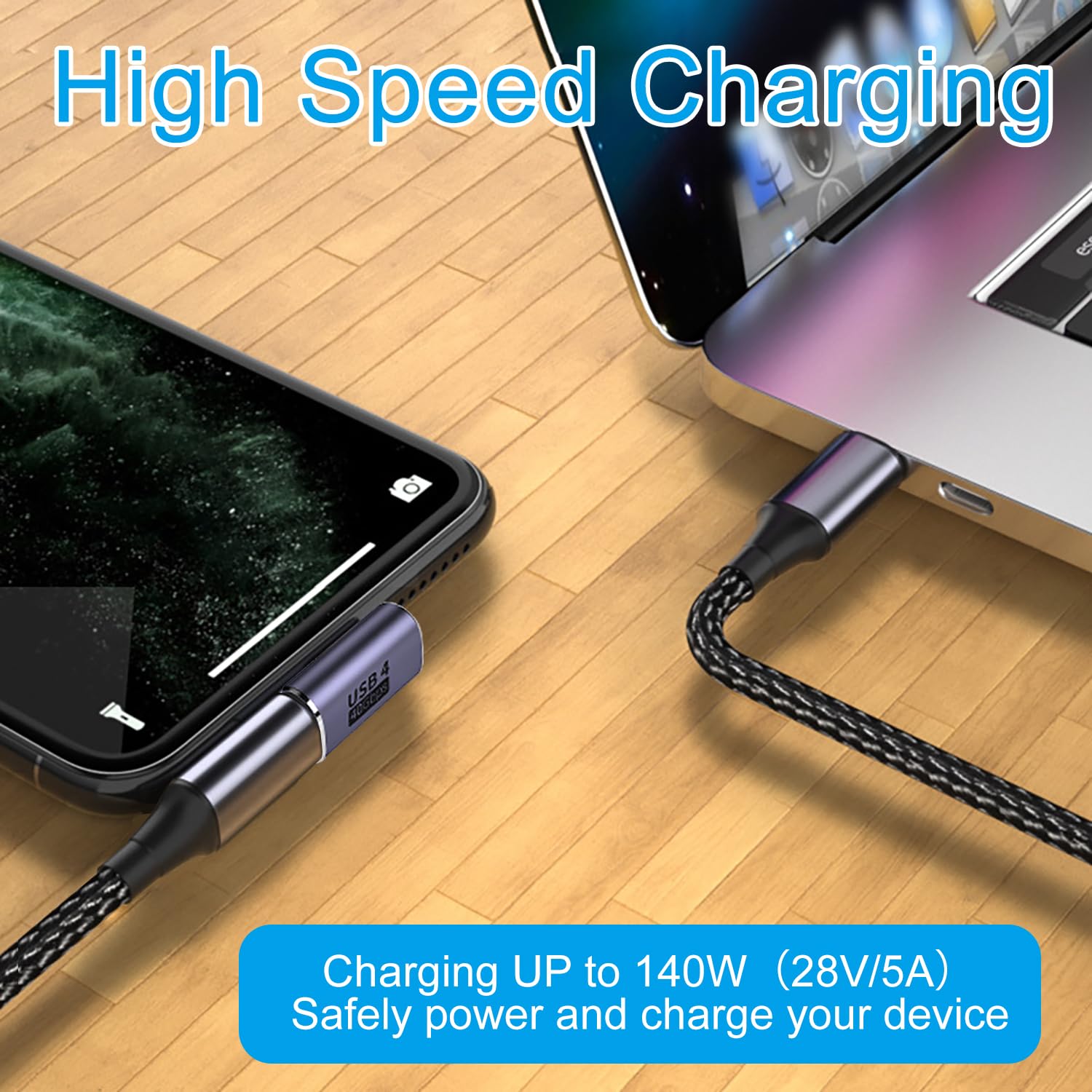 zoerbufan 2 stuks 90 graden USB C-adapter, USB-C bus naar USB 4 stekker, aansluiting oplaadkabel type C, Thunderbolt 4/3 40 Gbit/s 8K @60Hz voor MacBook PRO/Air, Steam Deck, Switch (T F