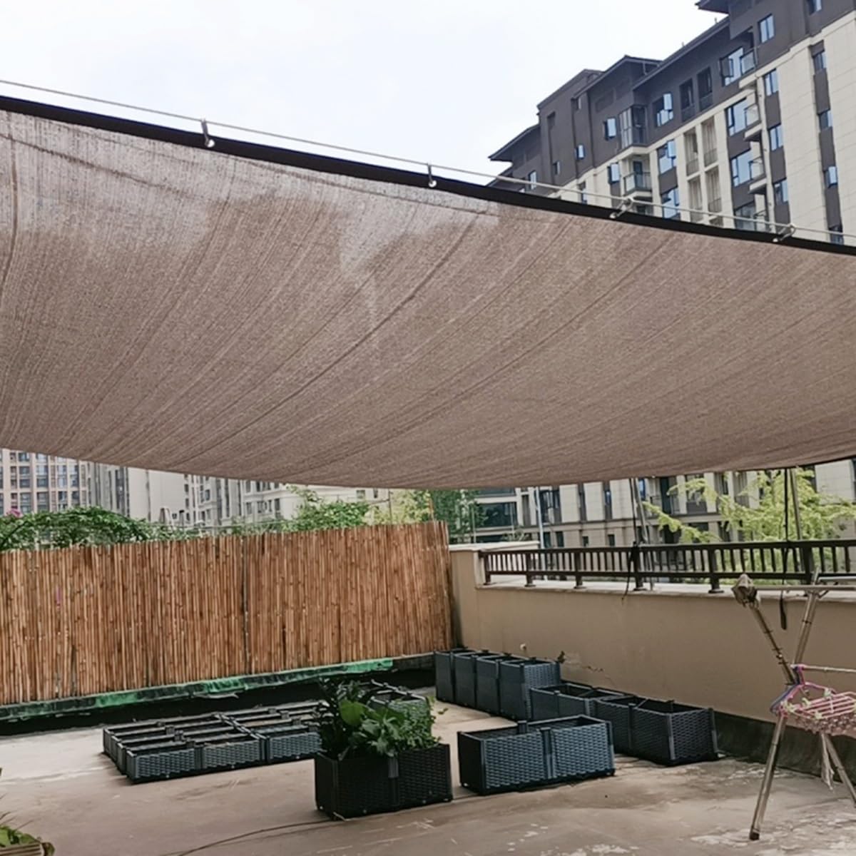 90% taux d'ombrage Filet D'ombrage Brun Tissu D'ombrage Avec œillets Toile D'ombrage Piscine Voile D'ombrage pour Extérieur Terrasse Pergola Balcon Serre 1x2m 2x3.0m 3x4m 4x5m 5x6m 6x7m(3.5x10m)